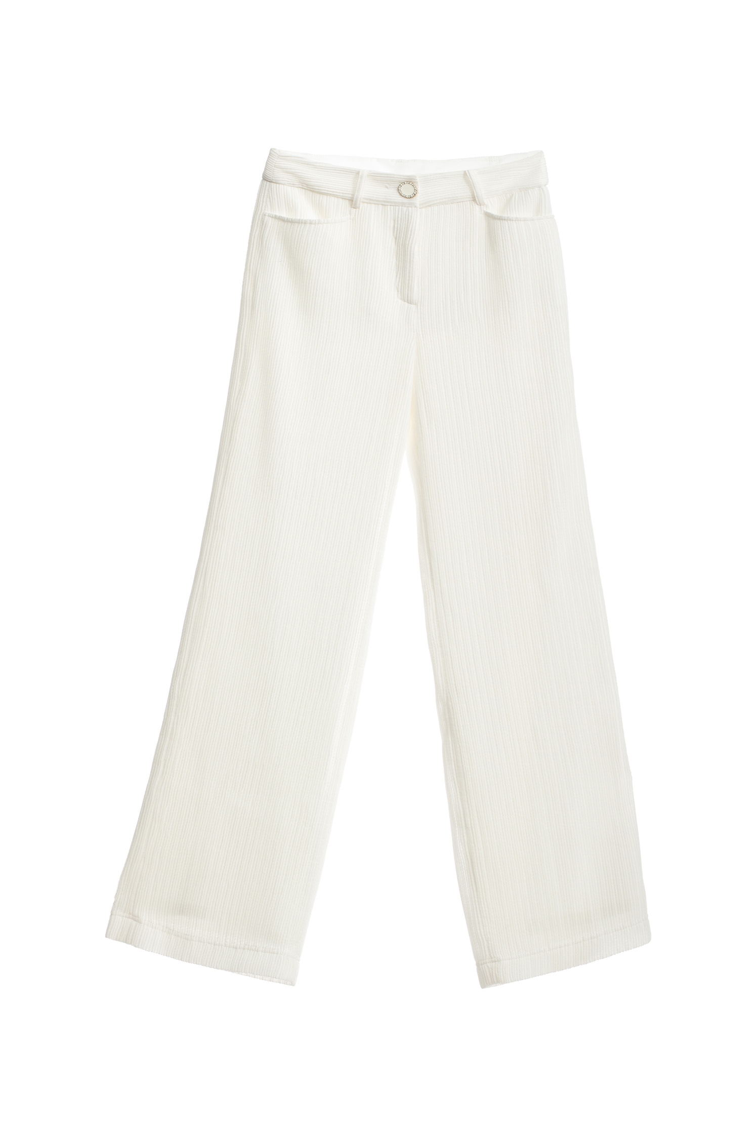 Wide Leg White Pants奶白色彈性坑條直筒寬褲,Culottes,Culottes