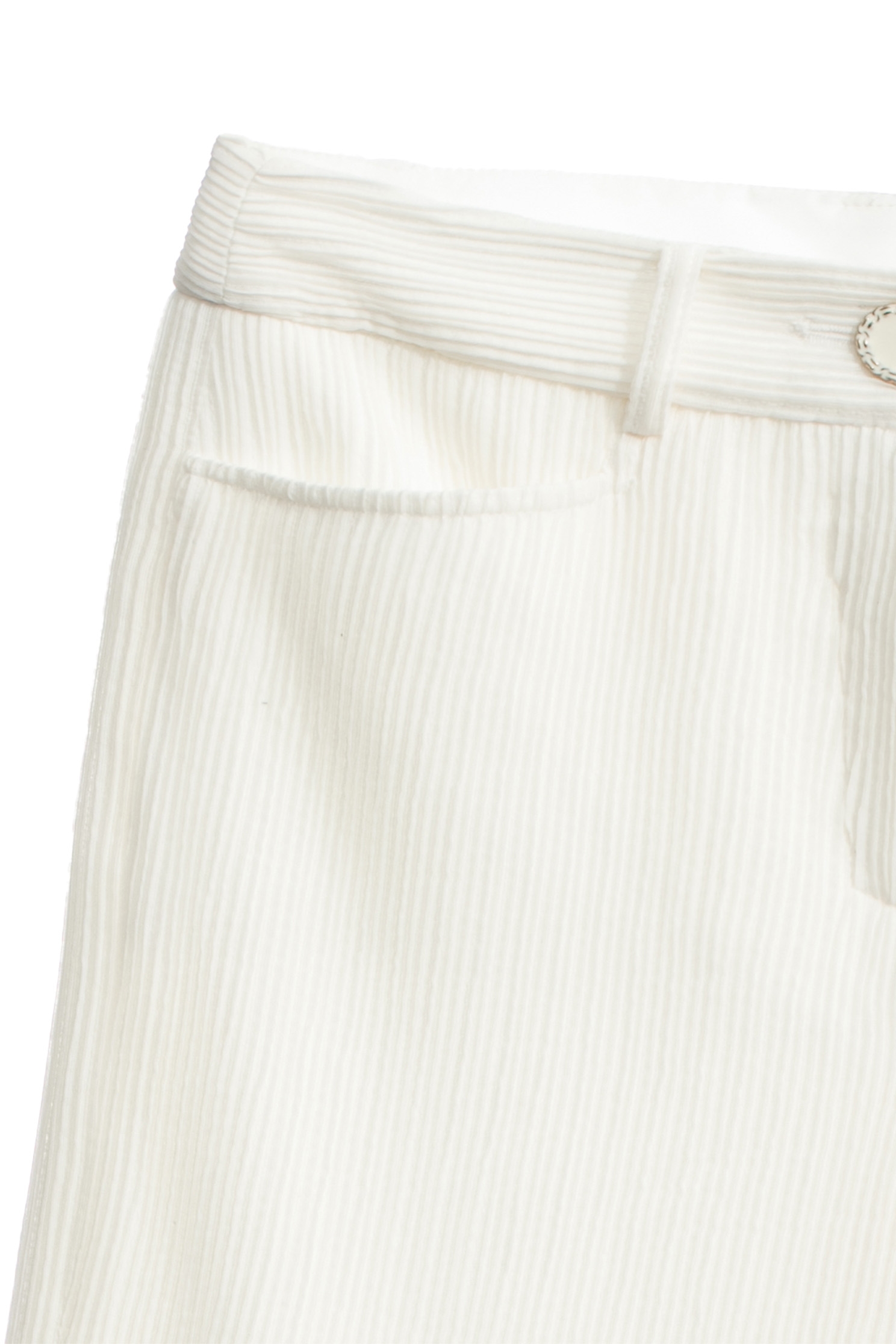 Wide Leg White Pants奶白色彈性坑條直筒寬褲,Culottes,Culottes