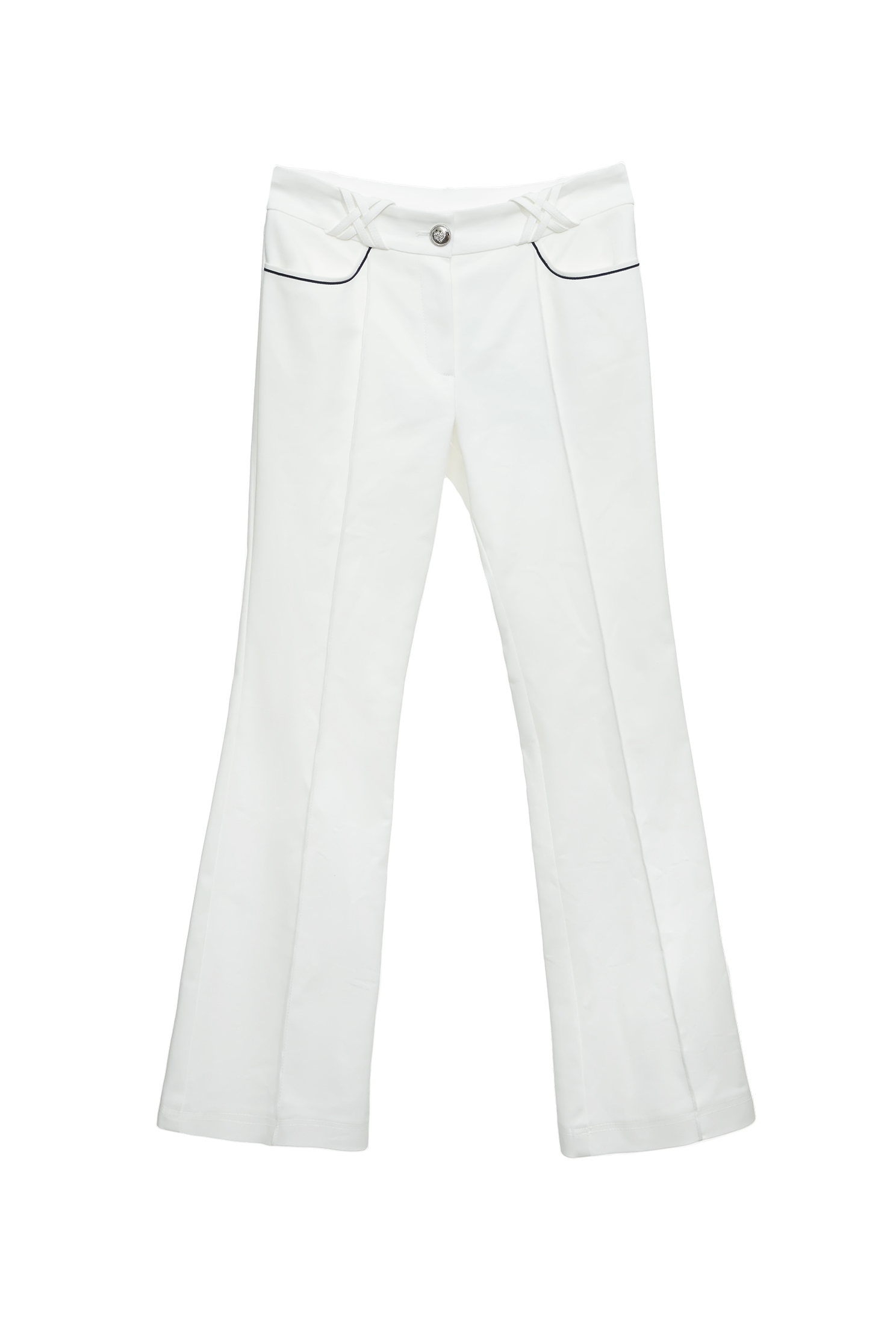 Overlap Belt Loop Boot Leg PantsOverlap Belt Loop Boot Leg Pants,Bell-bottoms,Season (SS) Look,White pants,pants,Urban Fashion