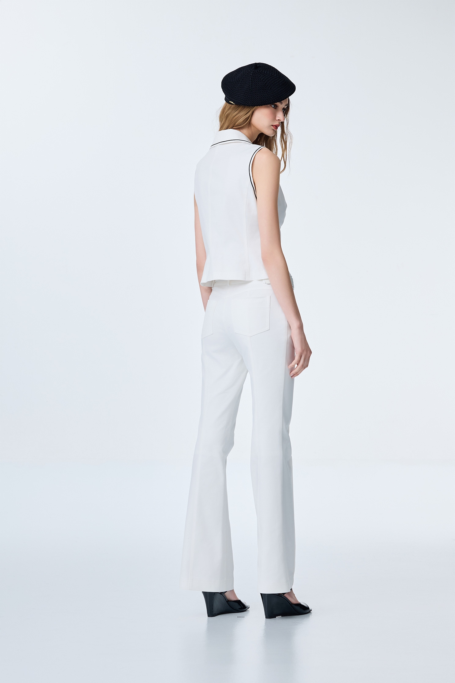 Overlap Belt Loop Boot Leg PantsOverlap Belt Loop Boot Leg Pants,Bell-bottoms,Season (SS) Look,White pants,pants,Urban Fashion