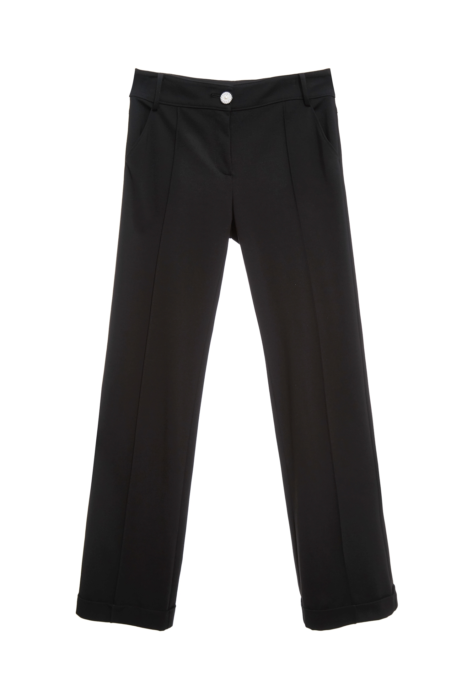 Jet Black Straight Cut PantsJet Black Straight Cut Pants,Culottes,Season (SS) Look,pearl,pants,Black pants
