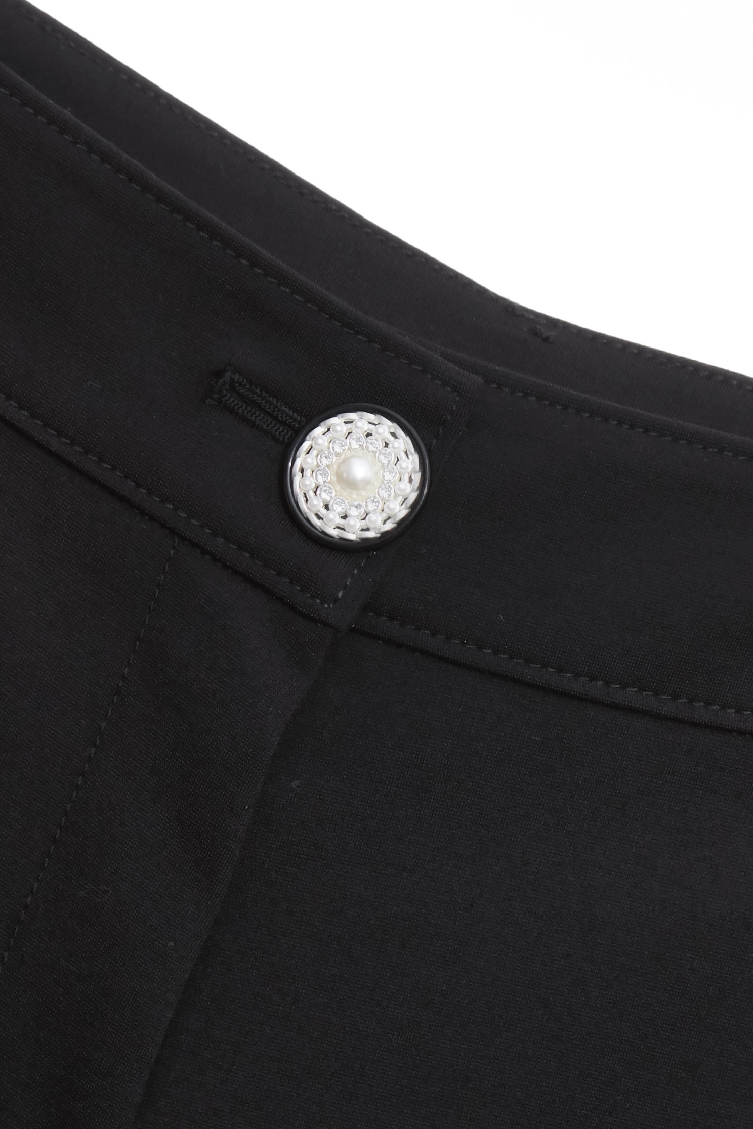 Jet Black Straight Cut PantsJet Black Straight Cut Pants,Culottes,Season (SS) Look,pearl,pants,Black pants