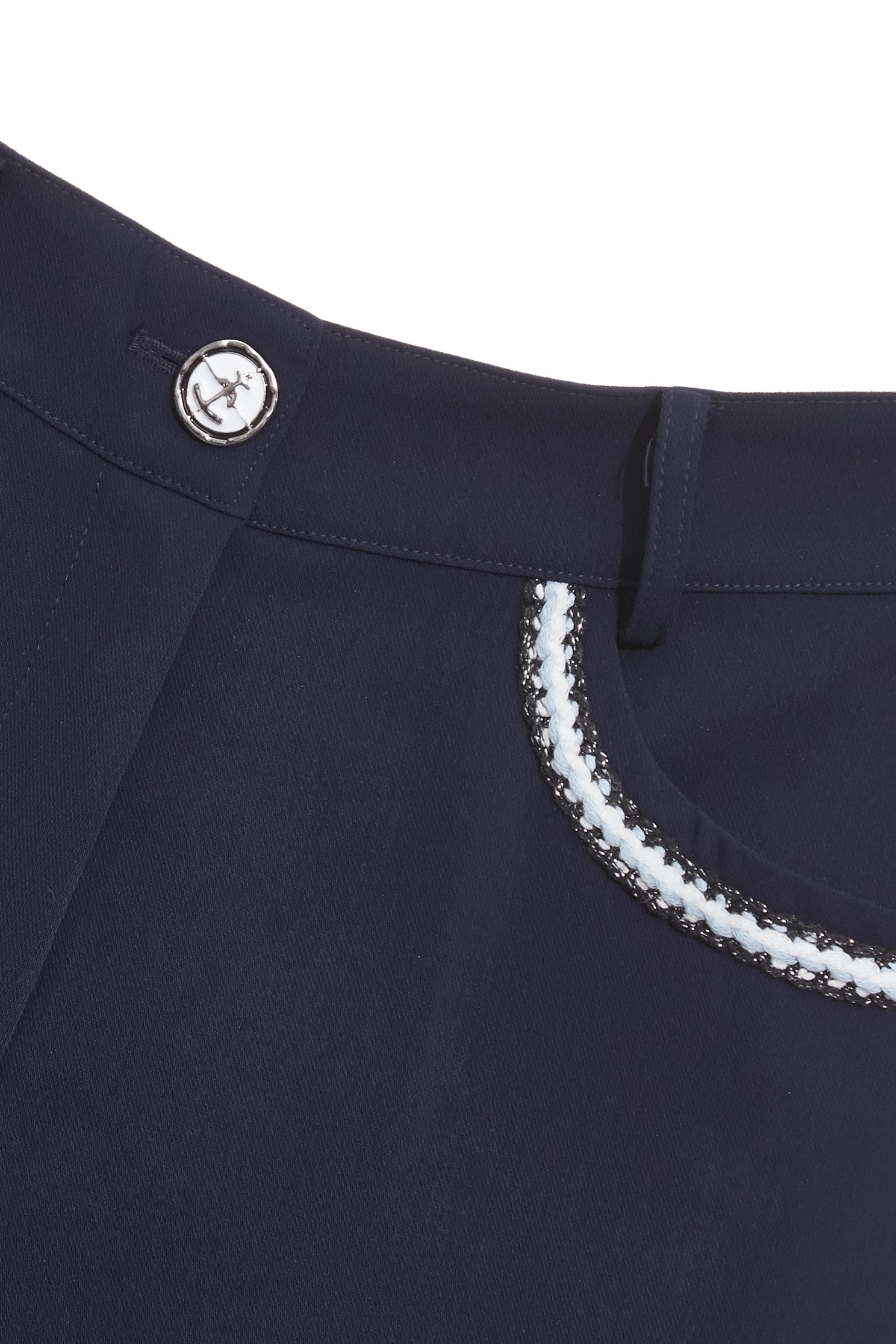 Braided Pocket Trim Detail Navy PantsBraided Pocket Trim Detail Navy Pants,Bell-bottoms,Season (SS) Look,pants