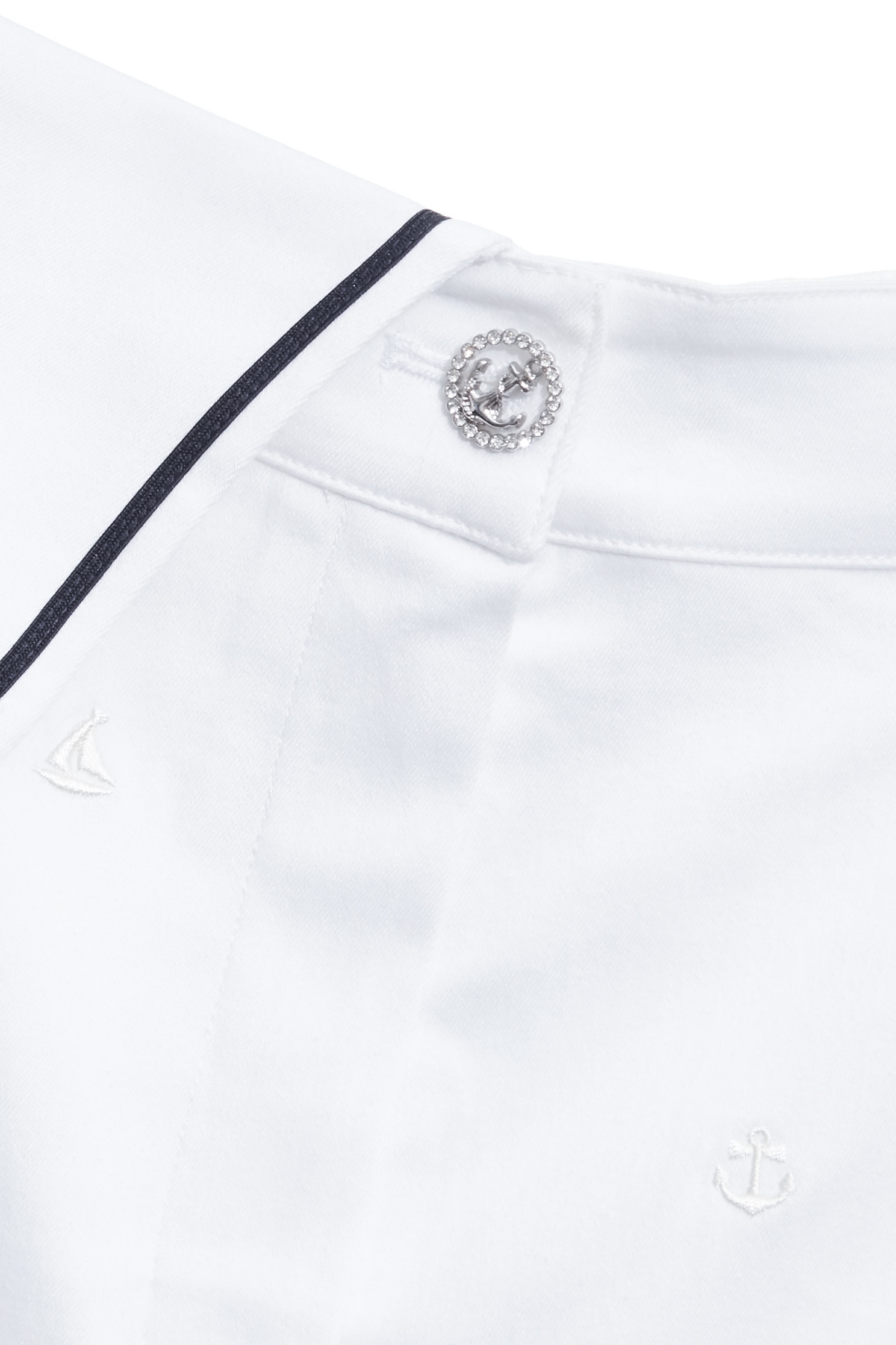 Anchor Motif White ShortsAnchor Motif White Shorts,Embroidered,Season (SS) Look,White pants,Shorts,pants