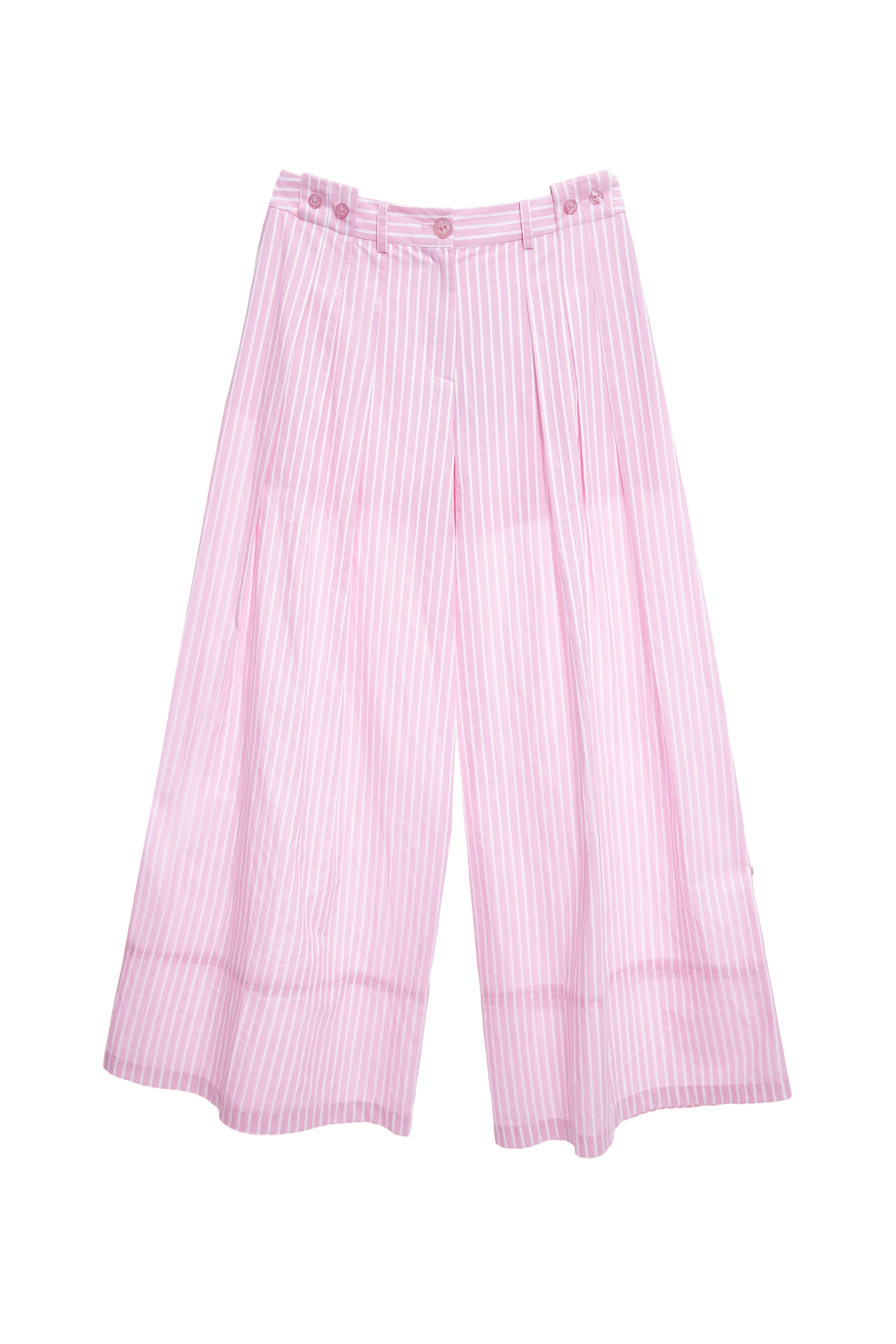 White Pinstripe Pink Wide Leg Pants,Culottes,Season (SS) Look,Stripe,pants