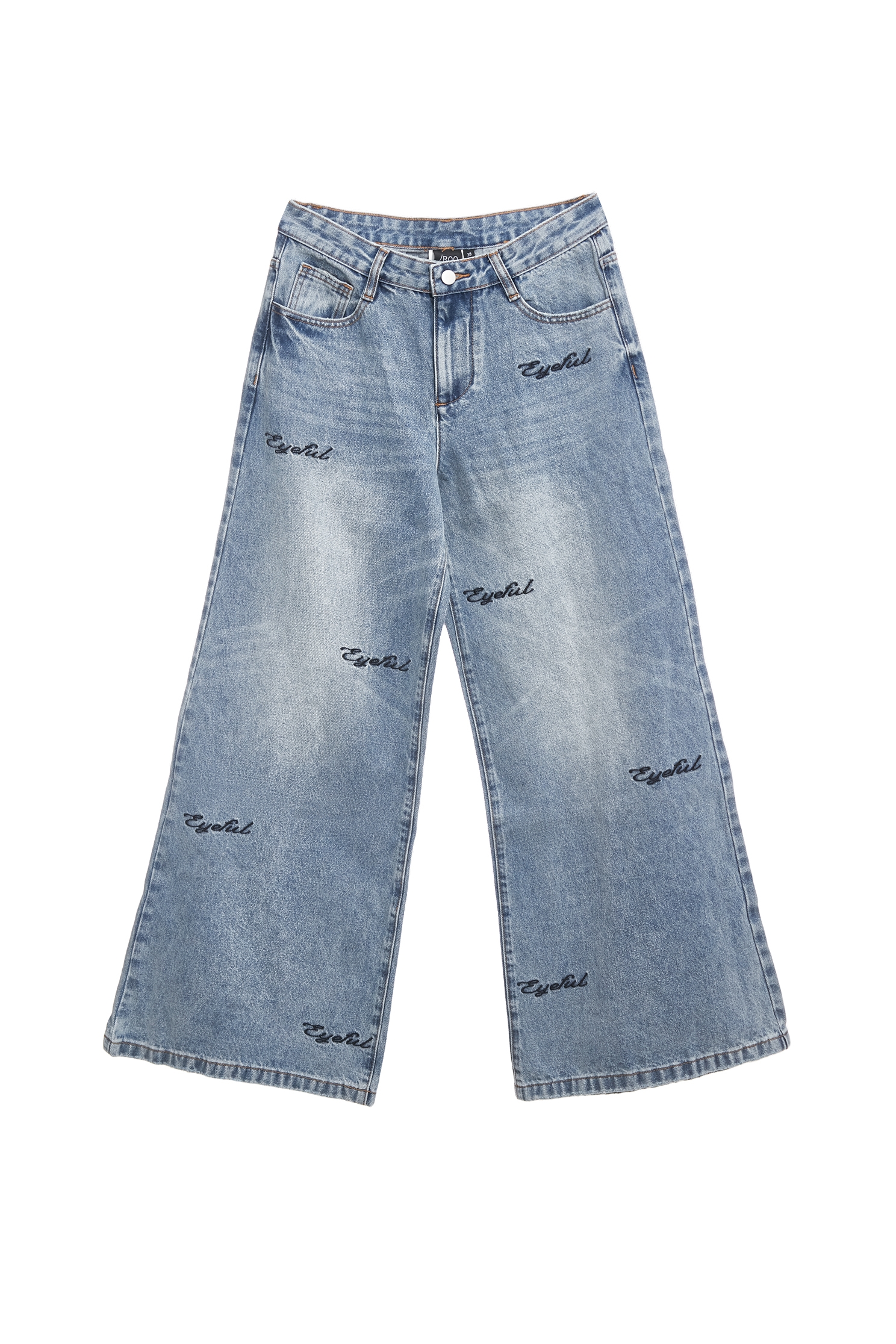 Embroidery Slogan Wide Leg Jeans,Embroidered,Season (SS) Look,Denim,Jeans,pants