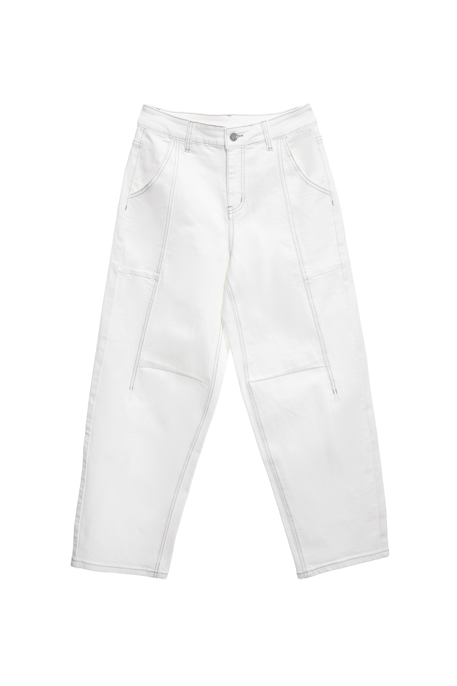Stitching Detail Straight Cut Jeans,Season (SS) Look,Denim,Jeans,White pants,Cotton,pants