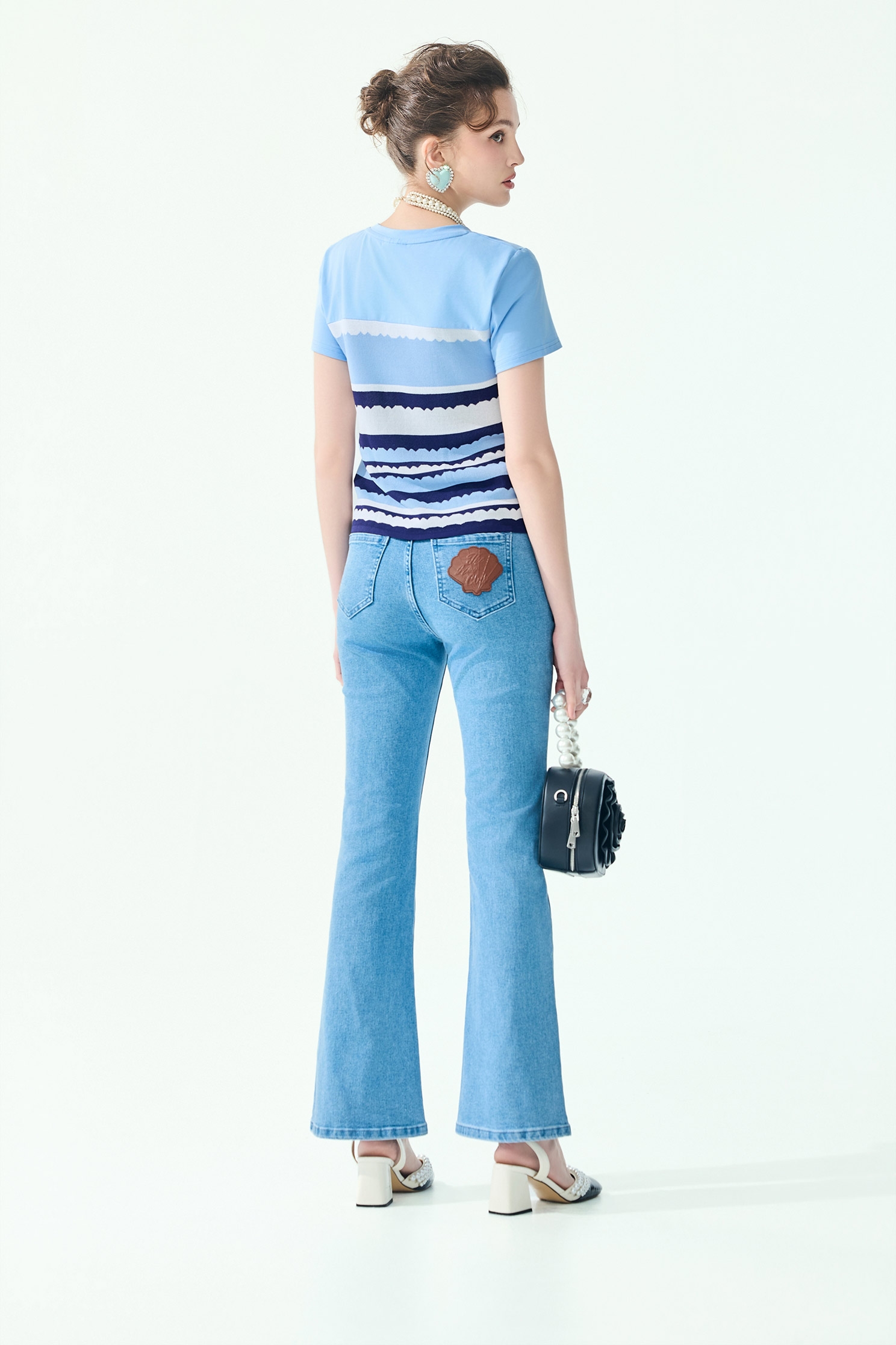 Marine Motifs Embroidery Boot Leg JeansMarine Motifs Embroidery Boot Leg Jeans,Season (SS) Look,Denim,Jeans,pants