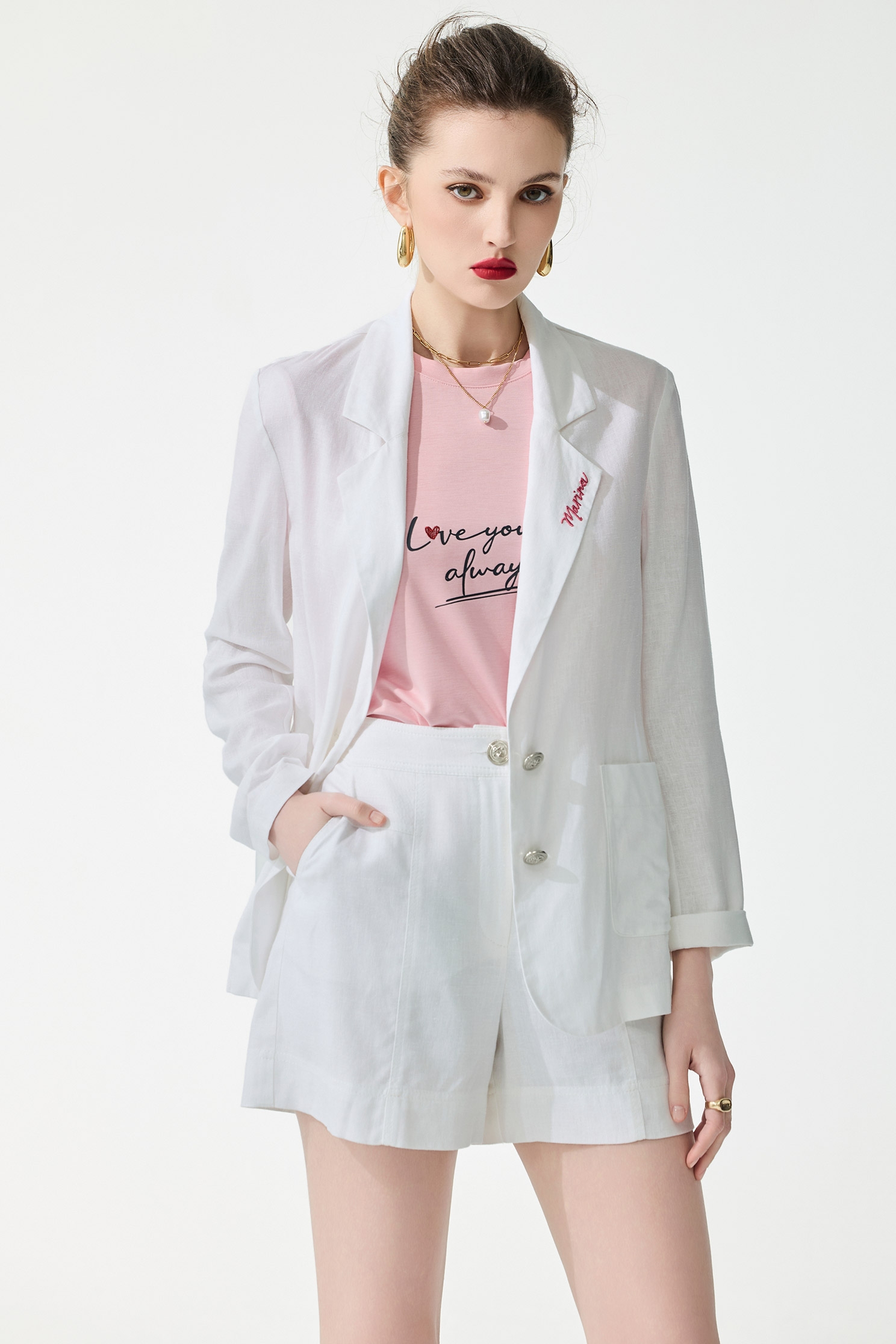 Casual Linen Shorts,Season (SS) Look,White pants,Shorts,pants