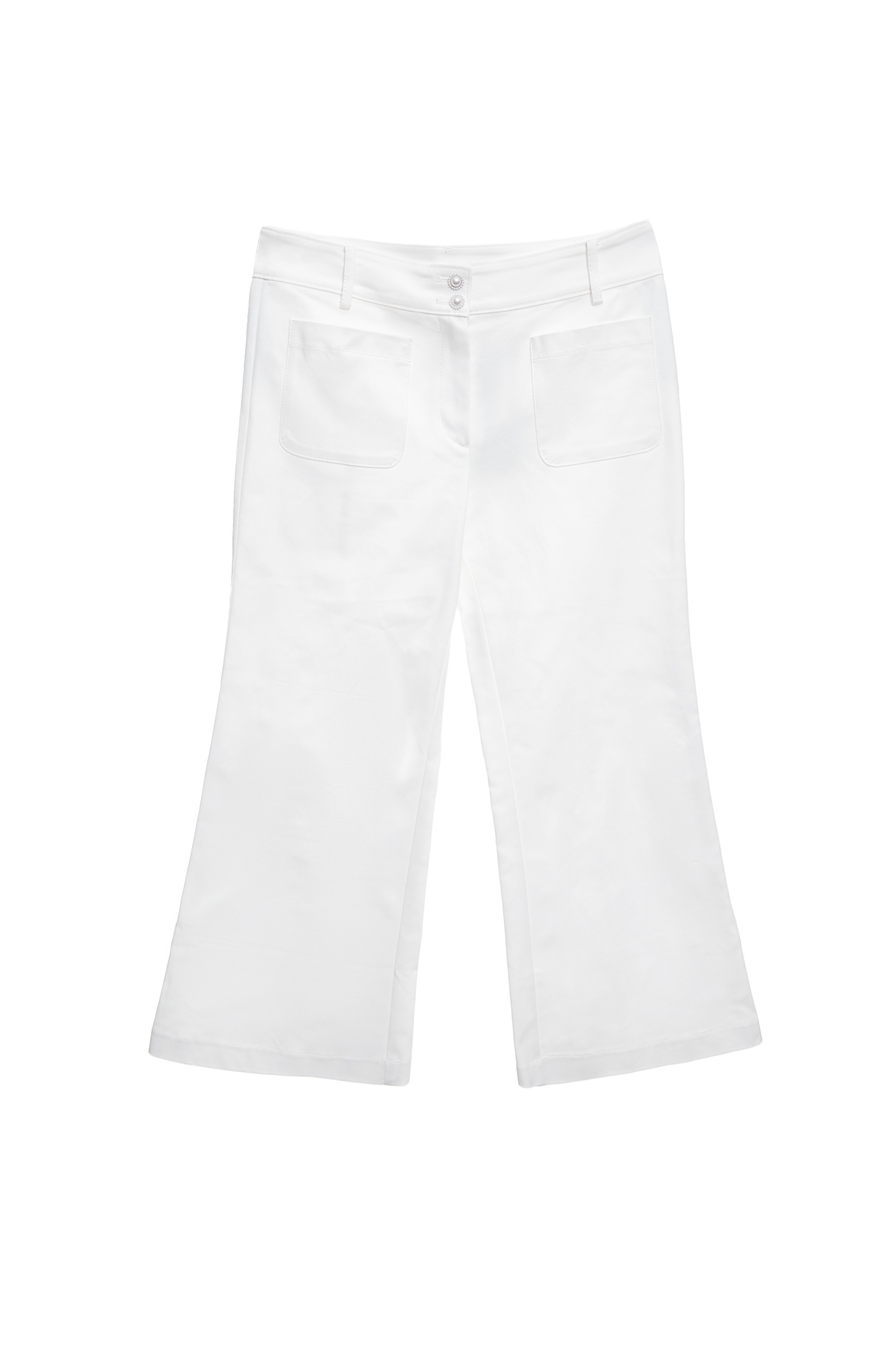 Minimalist Boot Leg White PantsMinimalist Boot Leg White Pants,Bell-bottoms,Season (SS) Look,pearl,White pants,pants