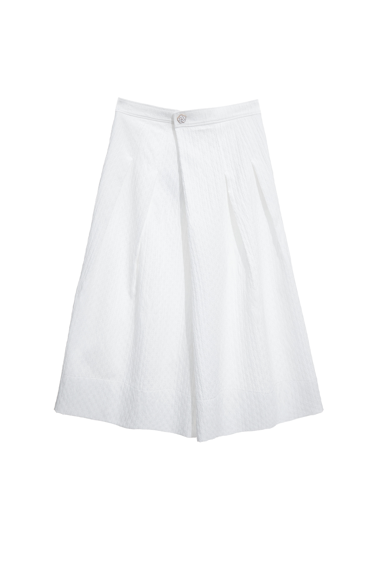 Asymmetric Textured Wide Leg PantsAsymmetric Textured Wide Leg Pants,Culottes,Season (SS) Look,White pants,pants