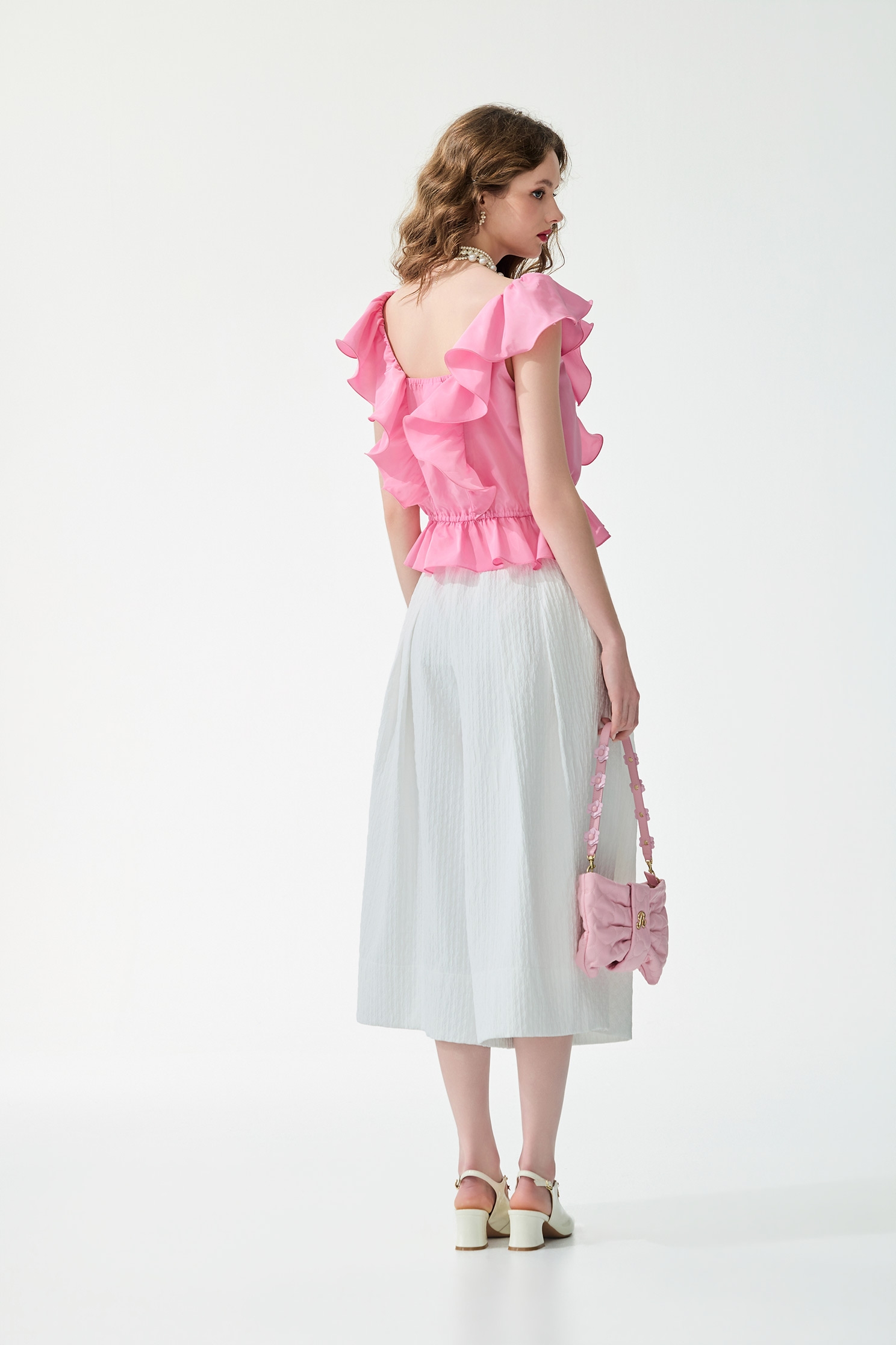 Asymmetric Textured Wide Leg PantsAsymmetric Textured Wide Leg Pants,Culottes,Season (SS) Look,White pants,pants