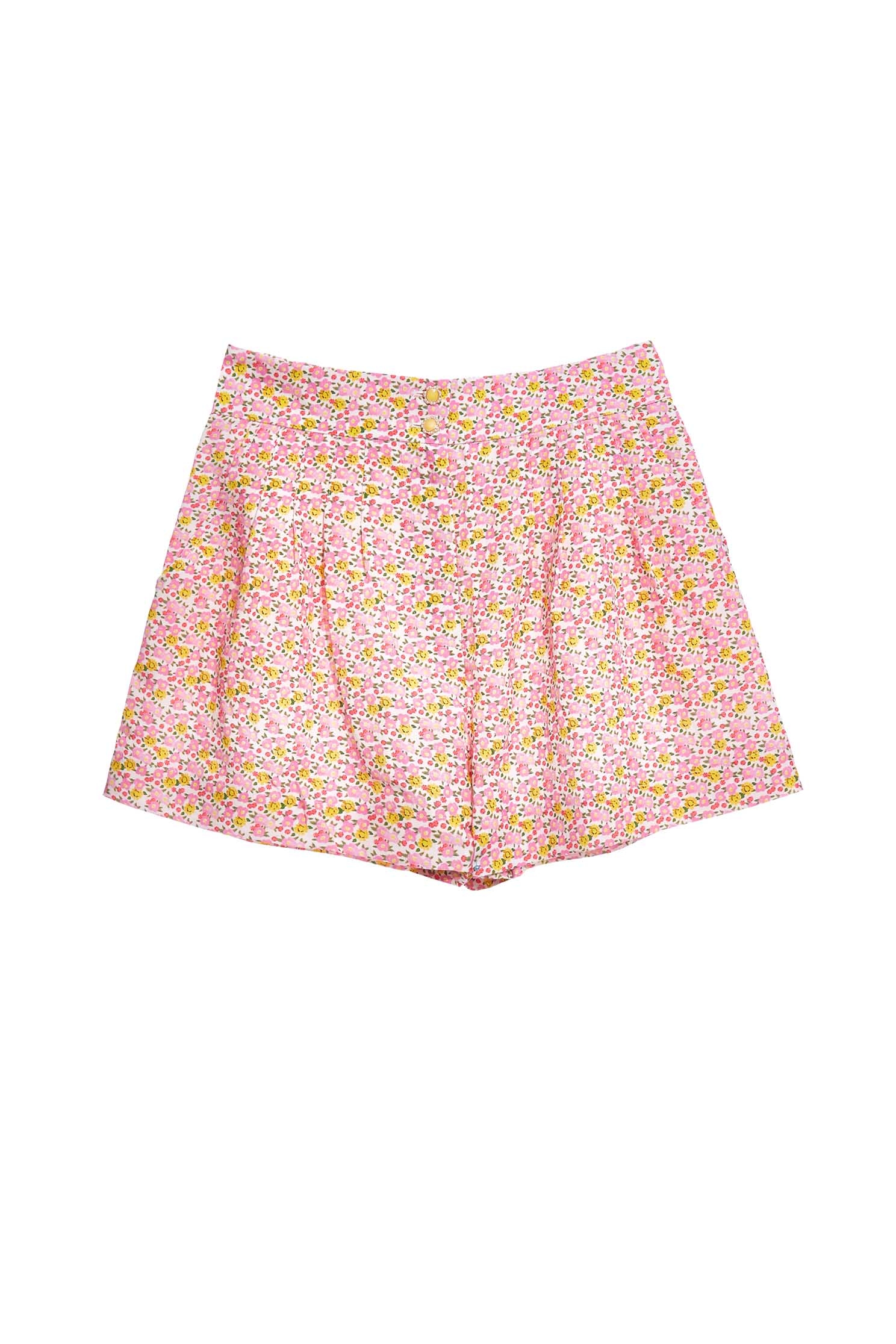 Floral Print Casual ShortsRustic cotton-print shorts,Season (SS) Look,Shorts,comfotism,blossoms