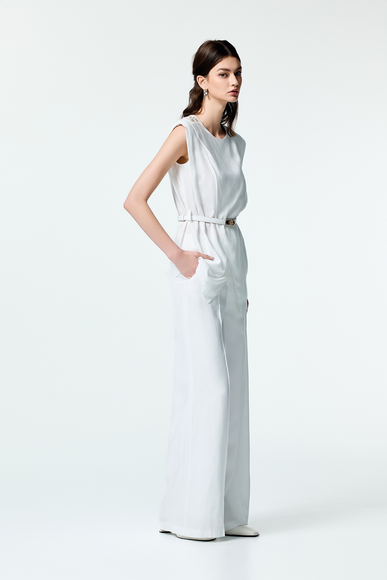 White Linen Wide Leg PantsWhite Linen Wide Leg Pants,Culottes,Season (SS) Look,pearl,White pants,Back To Classic,pants,Back To B/W