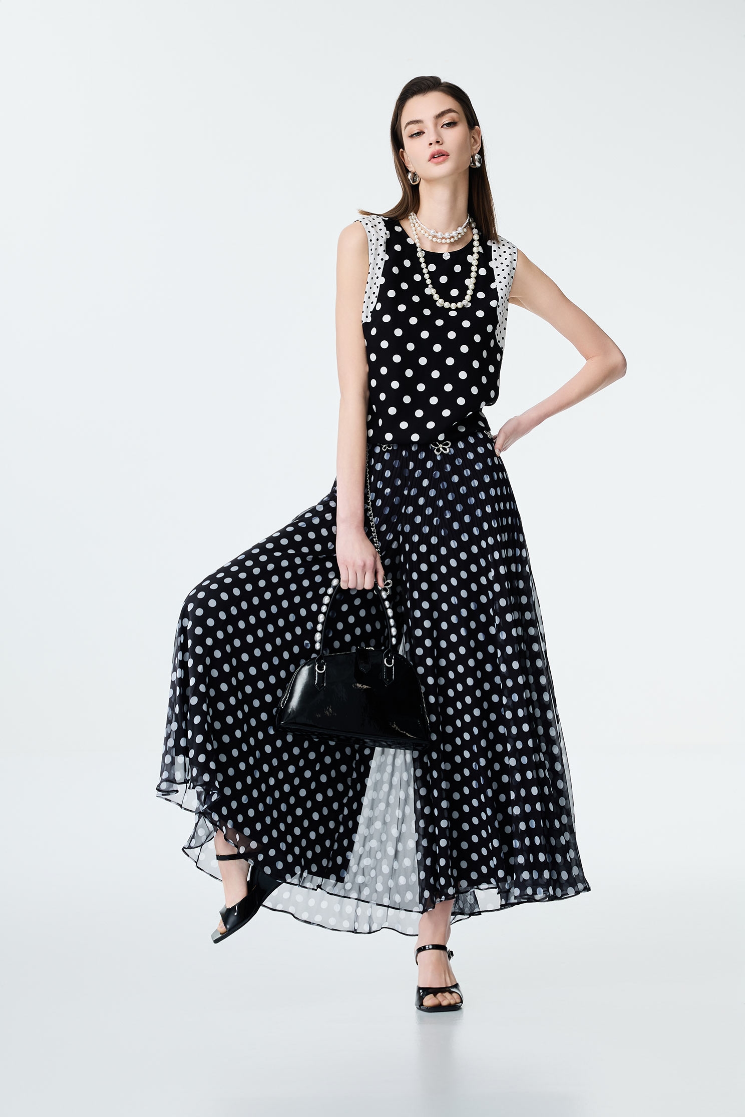 Polka Dot Chiffon Palazzo PantsPolka Dot Chiffon Palazzo Pants,Culottes,Season (SS) Look,dotcollection,Culottes,upperclass,Chiffon