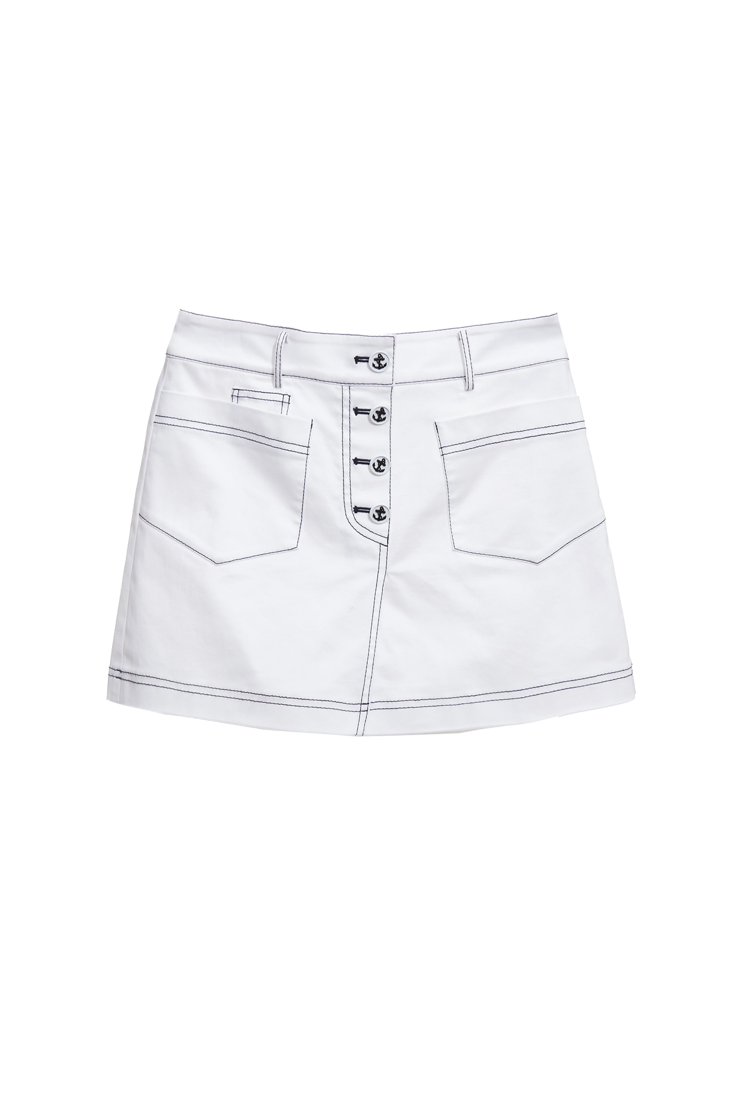 Contrast Stitch Detail White Denim SkortsContrast Stitch Detail White Denim Skorts,Season (SS) Look,White pants,pants,Skorts,Urban Fashion