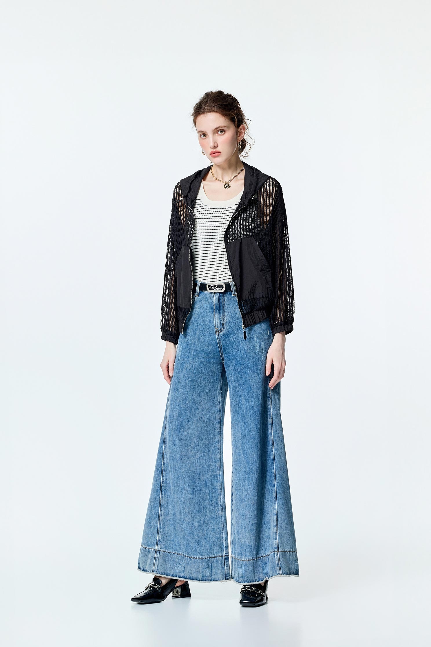 Distress Detail Wide Leg JeansDistress Detail Wide Leg Jeans,Denim,Culottes,Season (SS) Look,Denim,Jeans,Denim pants,White pants,Valentine,Wide-leg jeans,upperclass,Pants
