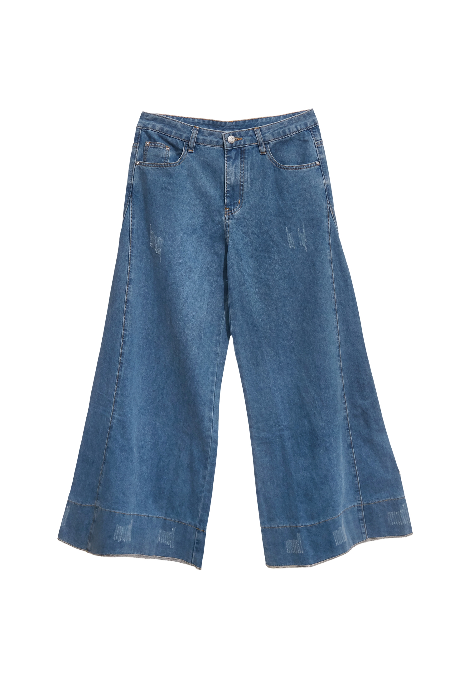 Distress Detail Wide Leg JeansDistress Detail Wide Leg Jeans,Denim,Culottes,Season (SS) Look,Denim,Jeans,Denim pants,White pants,Valentine,Wide-leg jeans,upperclass,Pants