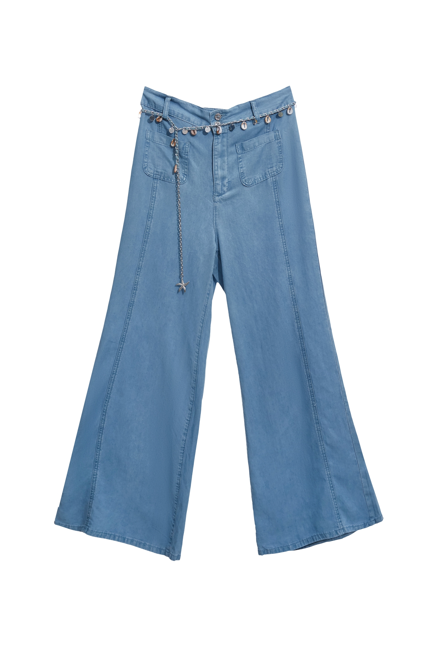 Soft Denim Jeans With Chain Belt AccessorySoft Denim Jeans With Chain Belt Accessory,Season (SS) Look,Denim,Jeans,pants,Urban Fashion