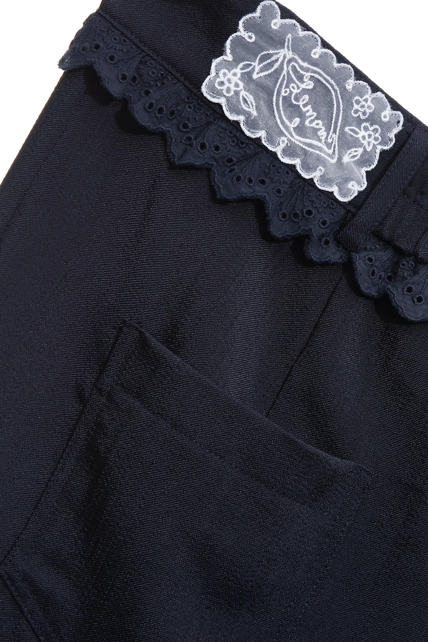 Lace Trim Detail Navy PantsLace Trim Detail Navy Pants,Bell-bottoms,Season (SS) Look,Lace,bows,pants