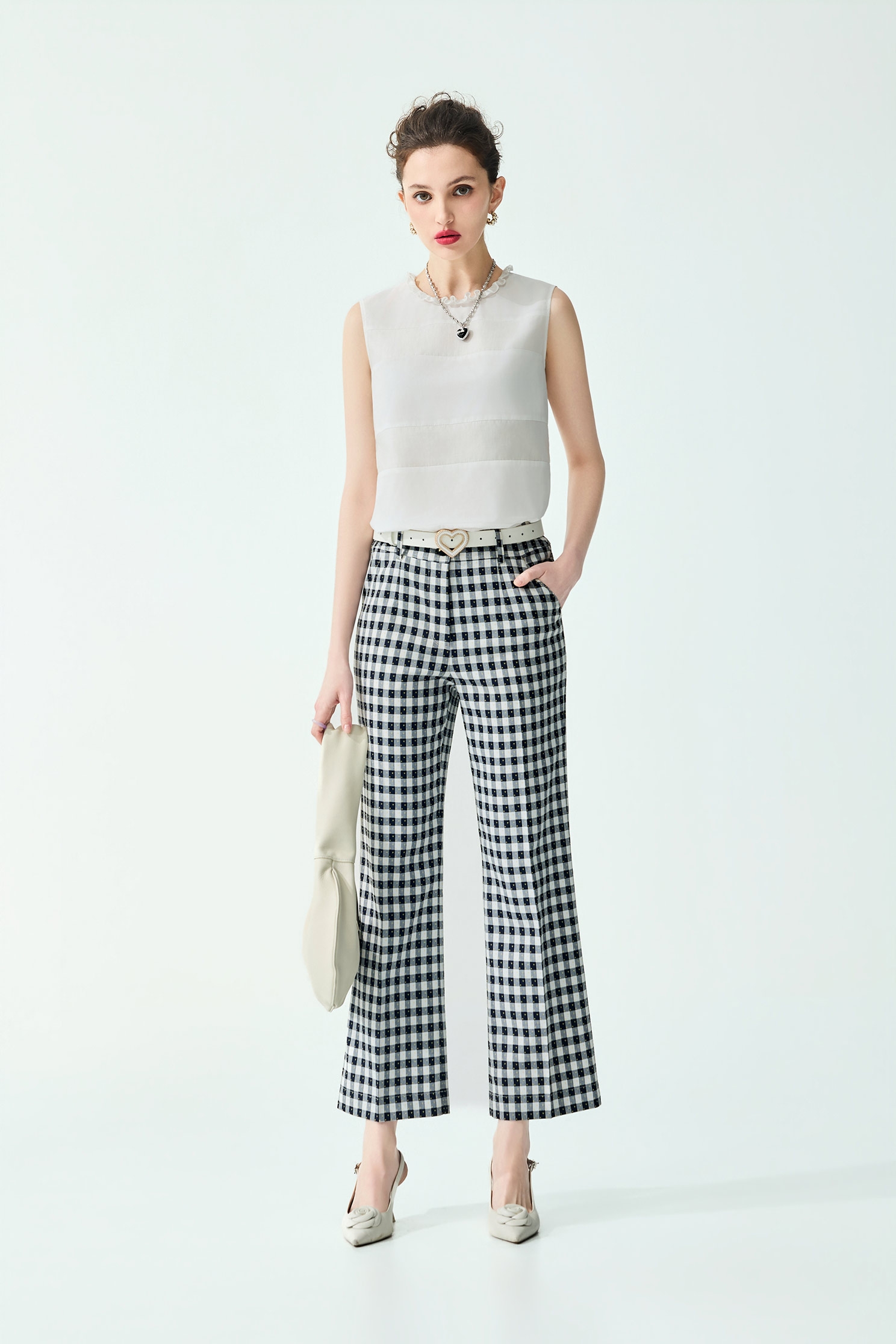 Checkered Boot Leg PantsCheckered Boot Leg Pants,Bell-bottoms,Season (SS) Look,Plaid,pants