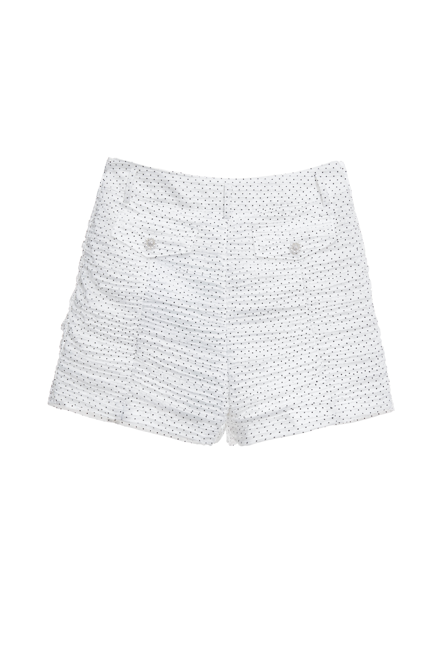 Black Dotted Pleated ShortsBlack Dotted Pleated Shorts,Season (SS) Look,pearl,Shorts,pants