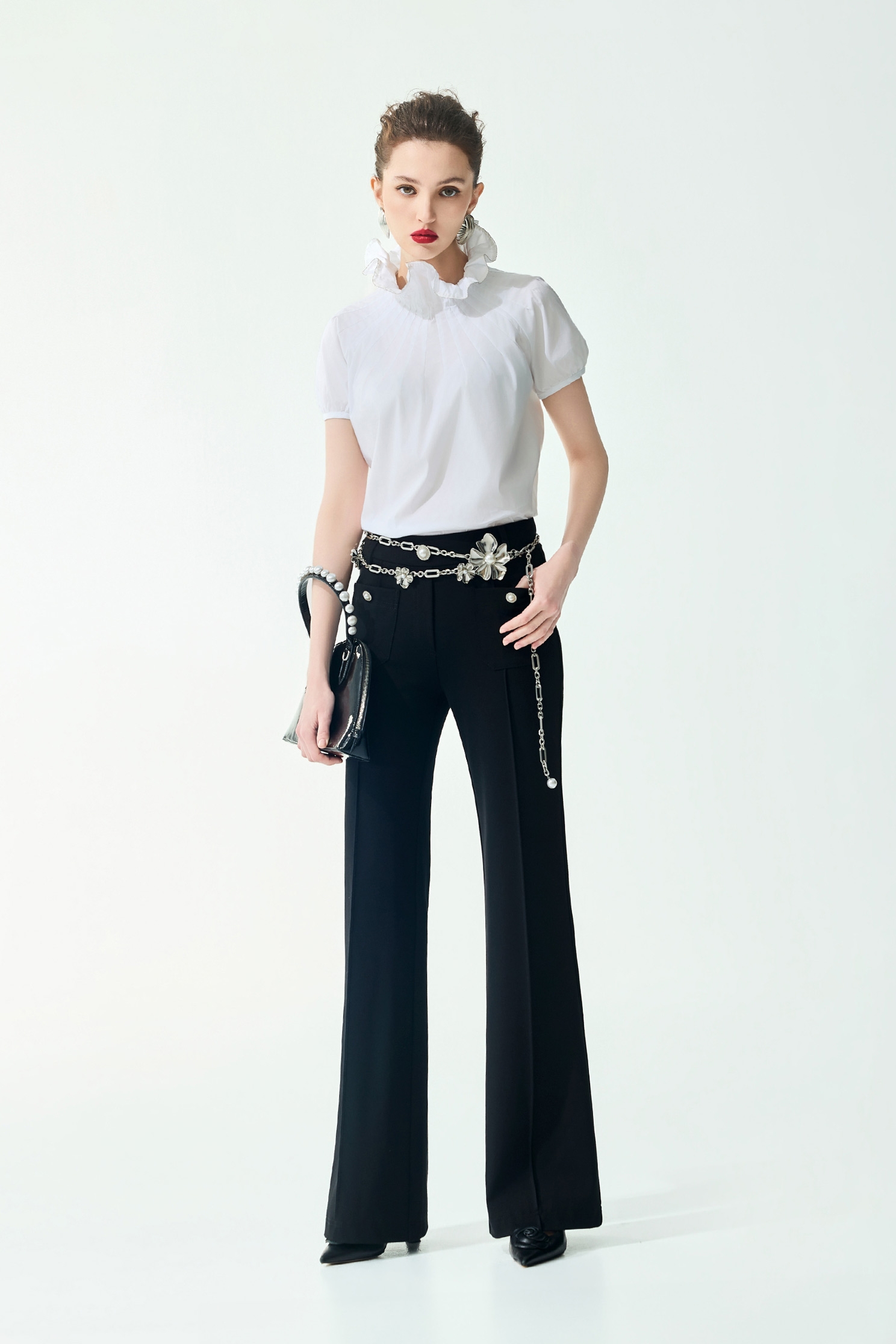 Classic Straight Cut Black PantsClassic Straight Cut Black Pants,Bell-bottoms,Season (SS) Look,pearl,pants,Black pants