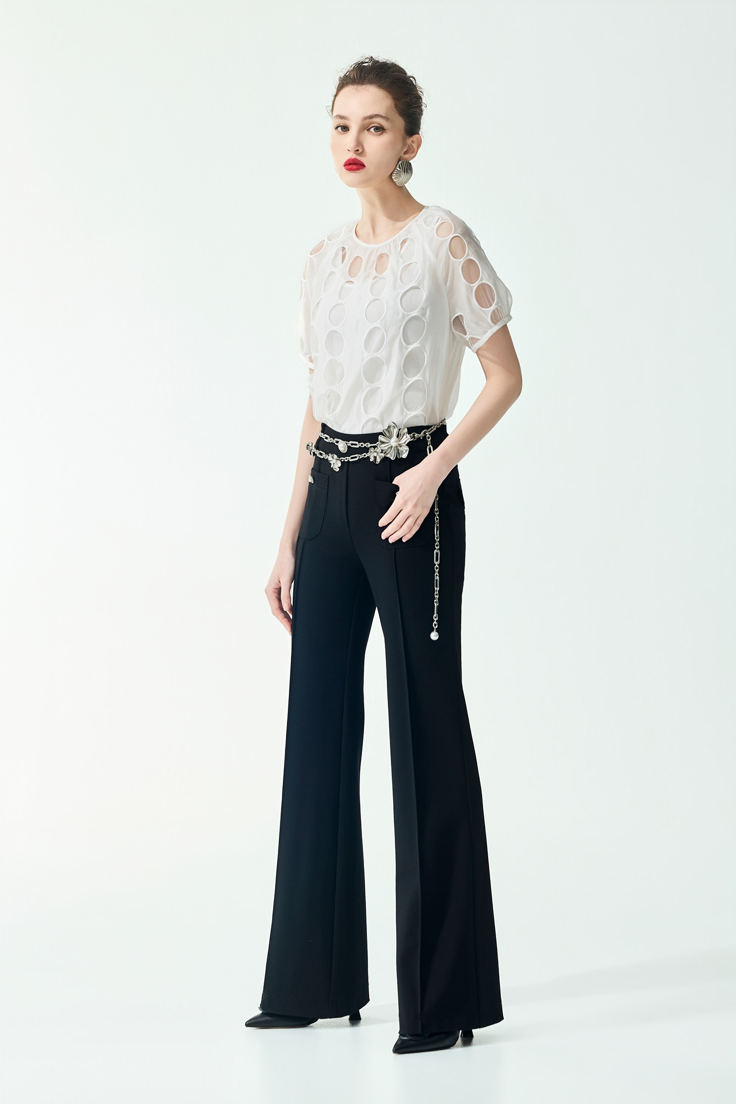Classic Straight Cut Black PantsClassic Straight Cut Black Pants,Bell-bottoms,Season (SS) Look,pearl,pants,Black pants