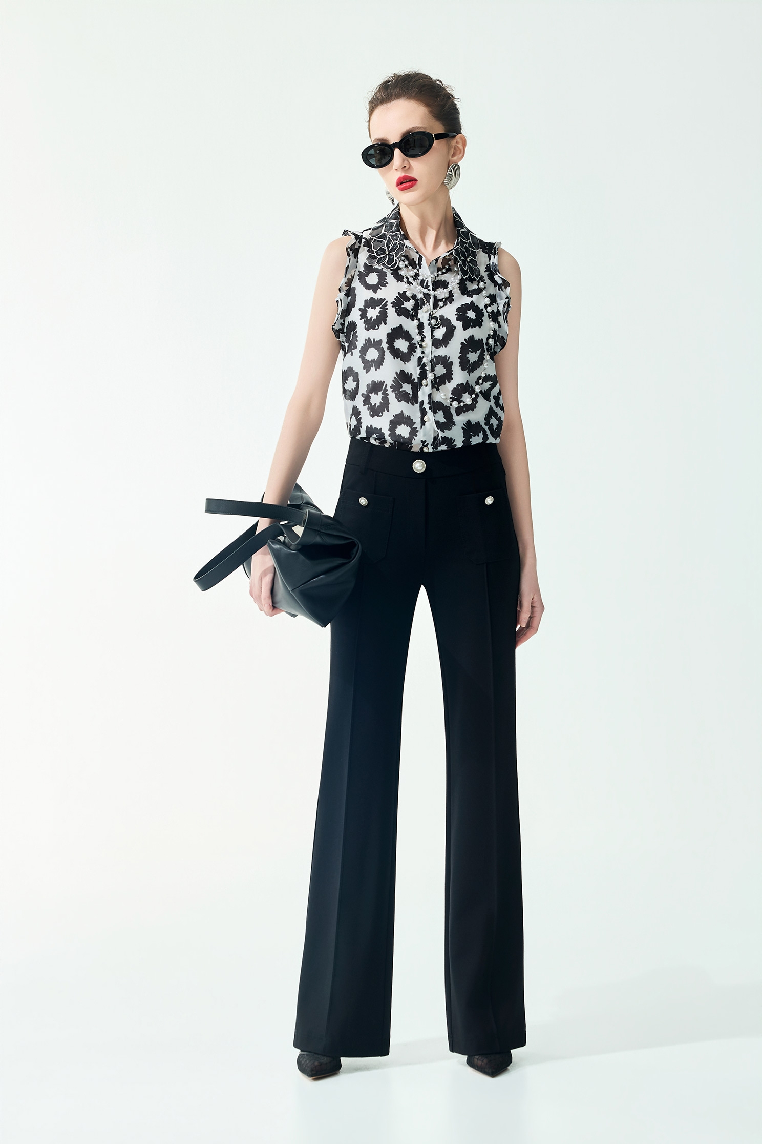 Classic Straight Cut Black PantsClassic Straight Cut Black Pants,Bell-bottoms,Season (SS) Look,pearl,pants,Black pants