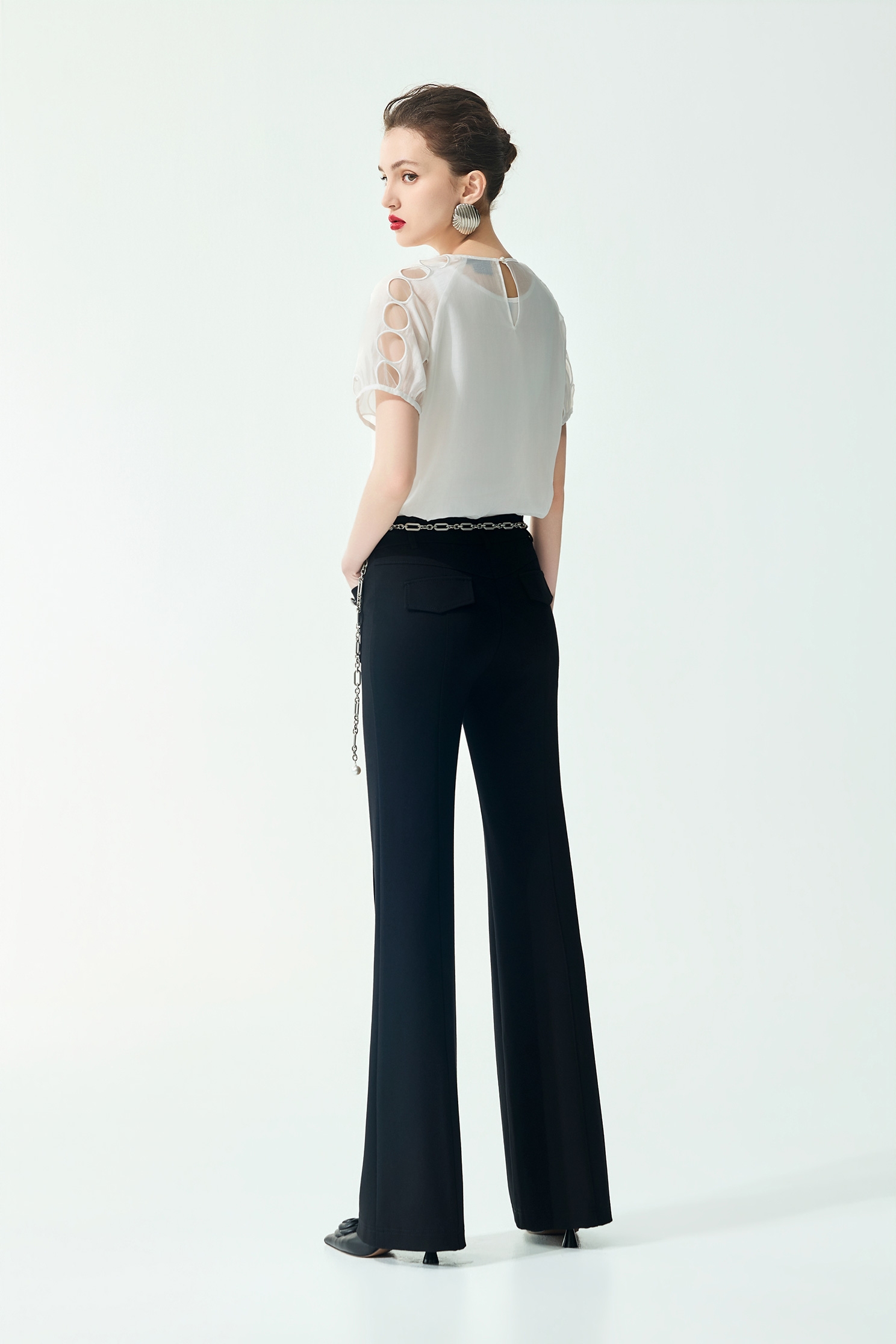 Classic Straight Cut Black PantsClassic Straight Cut Black Pants,Bell-bottoms,Season (SS) Look,pearl,pants,Black pants