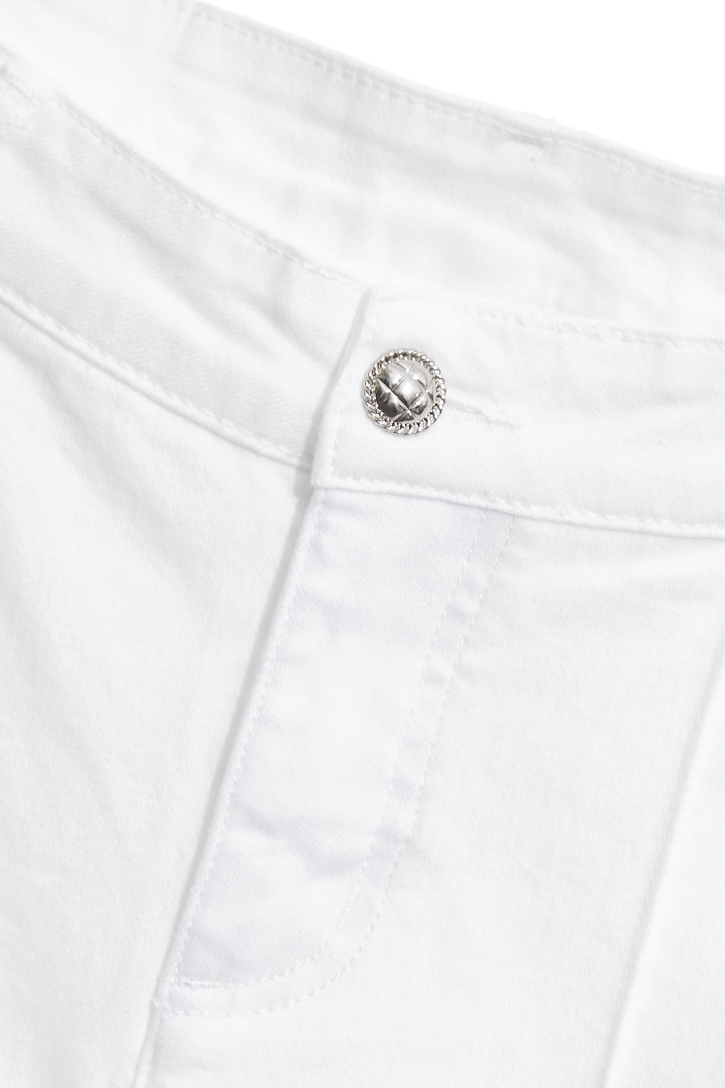 Scallop Trim Pocket White JeansScallop Trim Pocket White Jeans,Embroidered,Season (SS) Look,Denim,Jeans,White pants,pants