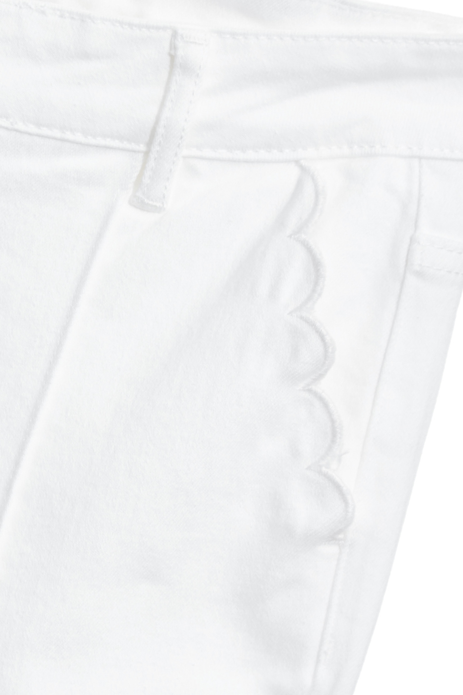 Scallop Trim Pocket White JeansScallop Trim Pocket White Jeans,Embroidered,Season (SS) Look,Denim,Jeans,White pants,pants
