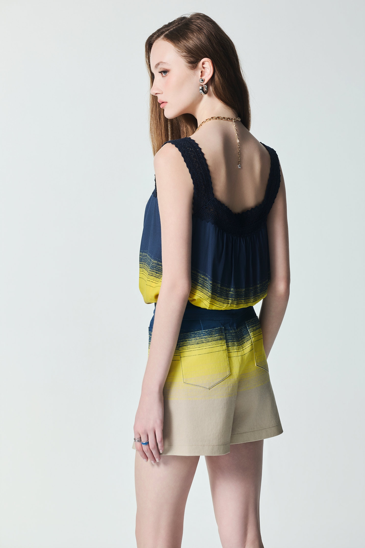 Colour Block Denim SkortsColour Block Denim Skorts,Season (SS) Look,pants,Skorts