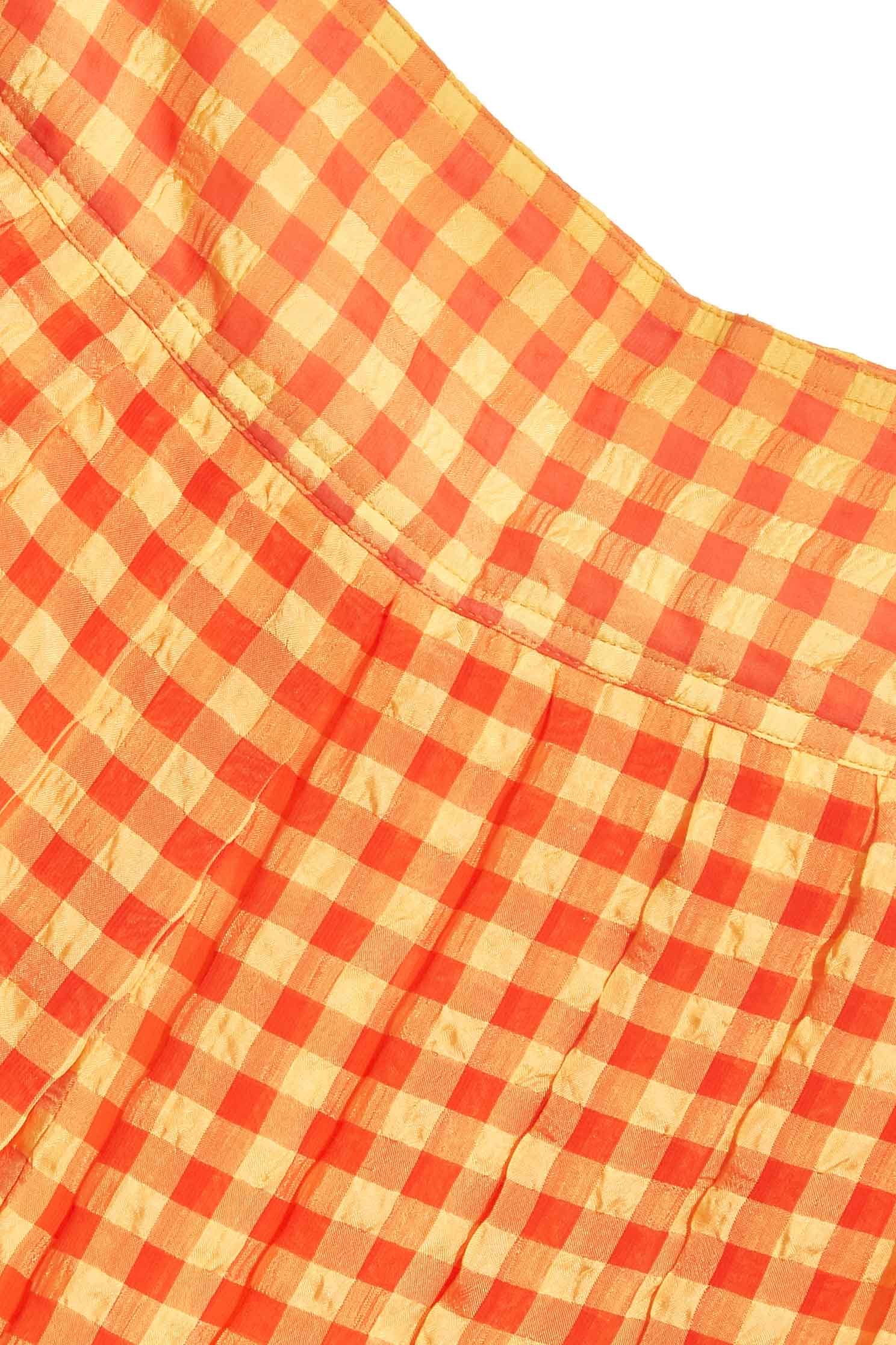 Orange Checkered ShortsSeersucker checked skort,Season (SS) Look,Plaid,Shorts,comfotism,Skorts
