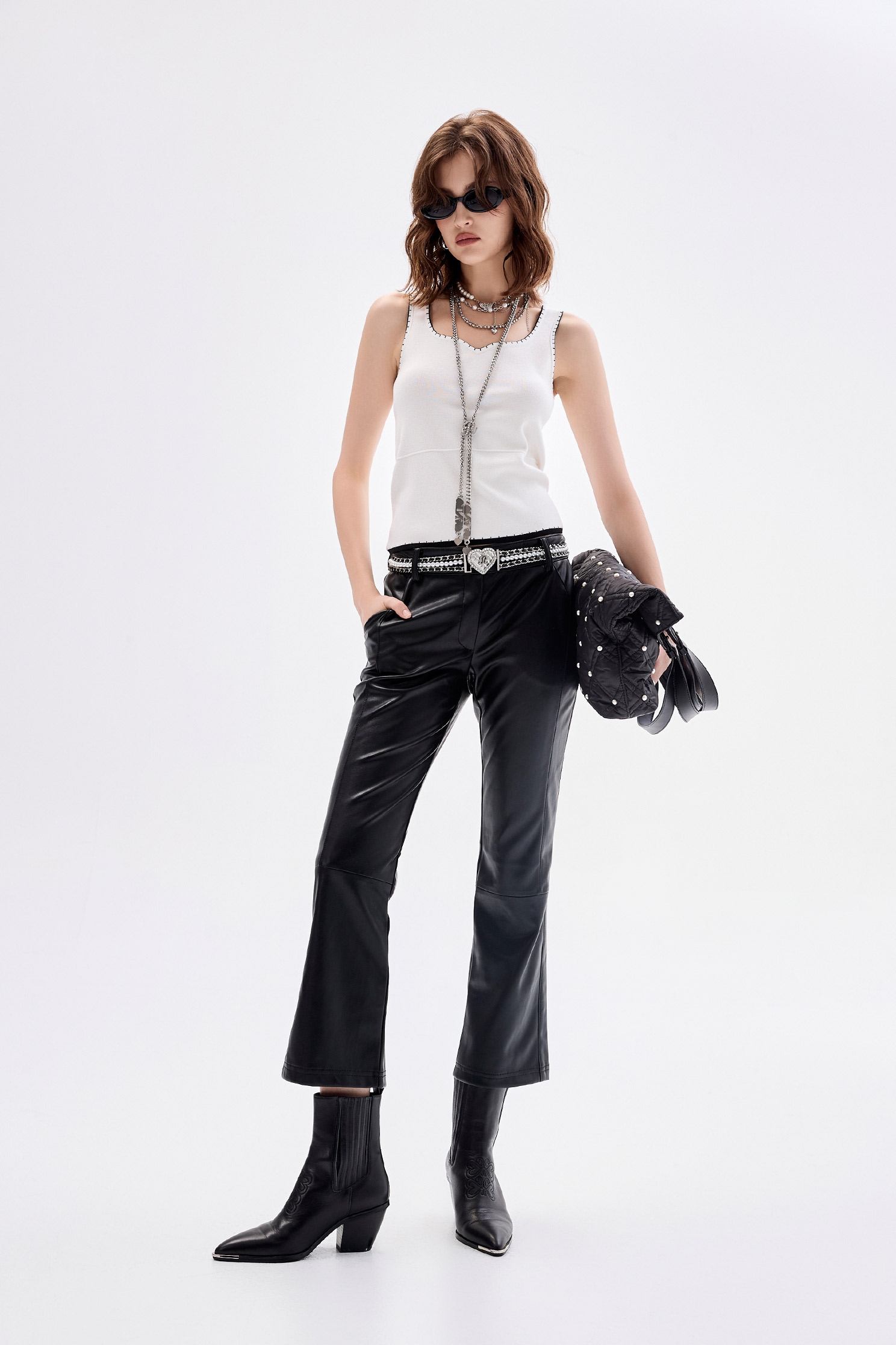 PU Boot Leg PantsPU Boot Leg Pants,Bell-bottoms,Culottes,Season (AW) Look,Bell-bottoms