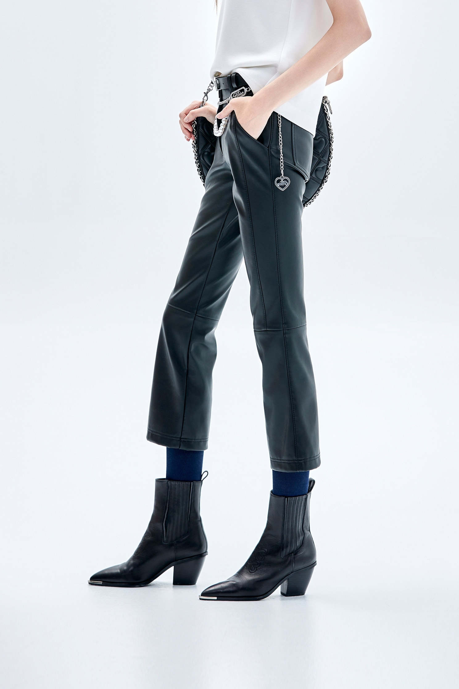PU Boot Leg PantsPU Boot Leg Pants,Bell-bottoms,Culottes,Season (AW) Look,Bell-bottoms