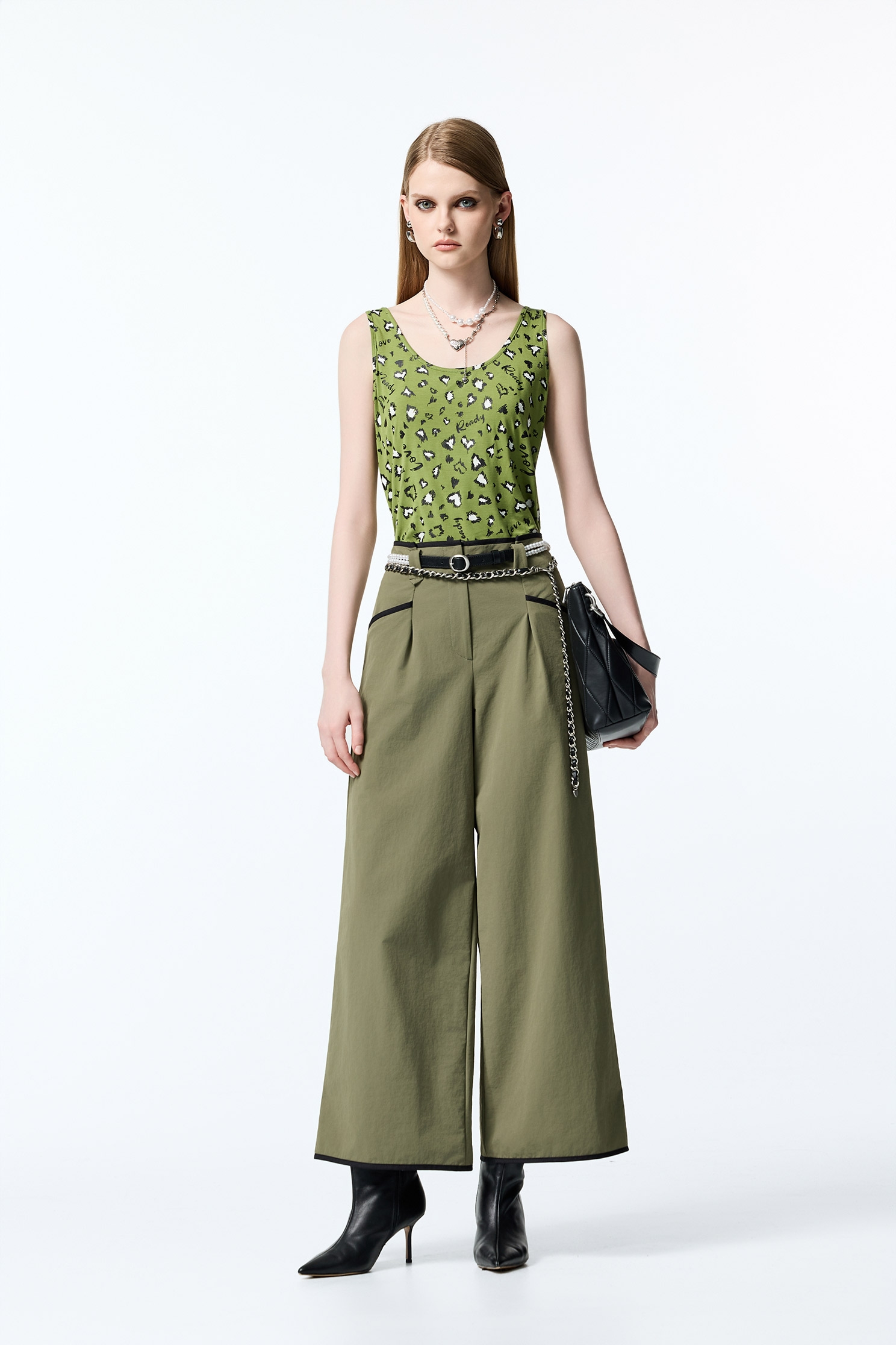 Contrast Trim Detail Army Green PantsContrast Trim Detail Army Green Pants,Office Looks,Culottes,Season (AW) Look,Skinny pants,Culottes