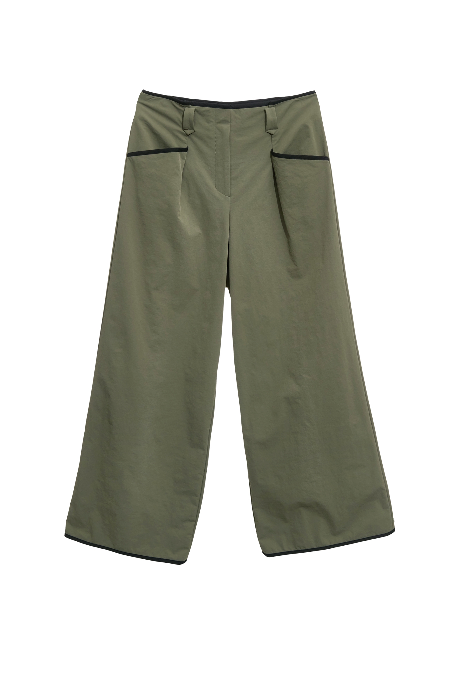 Contrast Trim Detail Army Green PantsContrast Trim Detail Army Green Pants,Office Looks,Culottes,Season (AW) Look,Skinny pants,Culottes