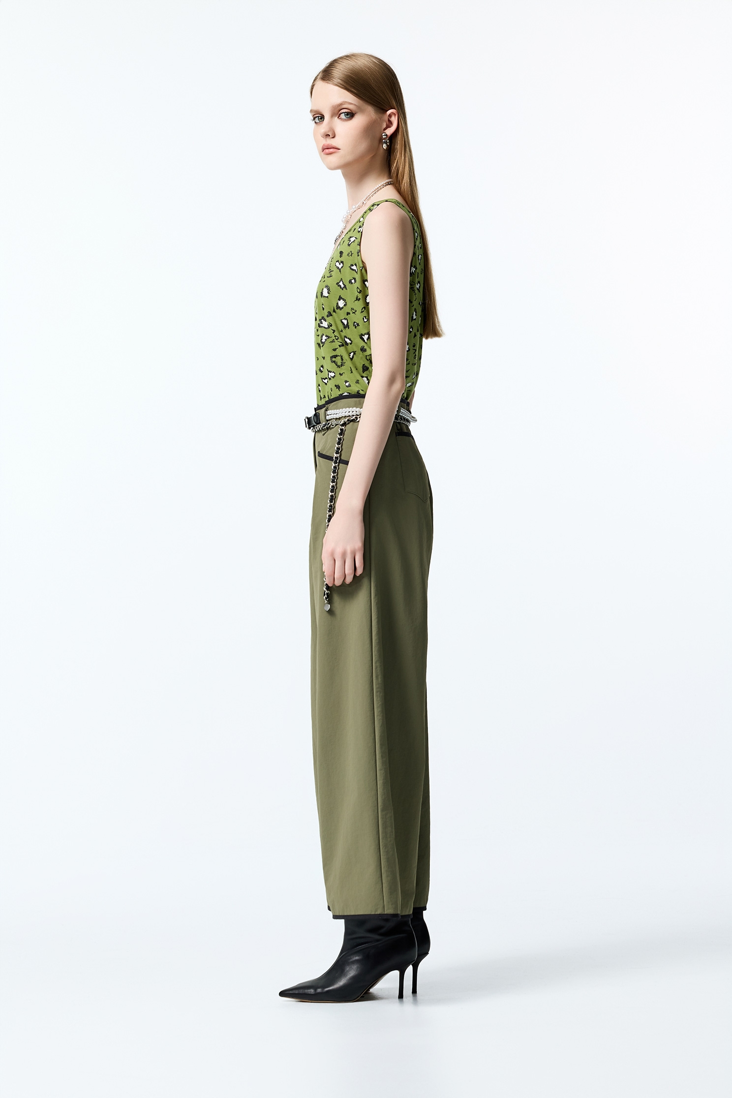 Contrast Trim Detail Army Green PantsContrast Trim Detail Army Green Pants,Office Looks,Culottes,Season (AW) Look,Skinny pants,Culottes