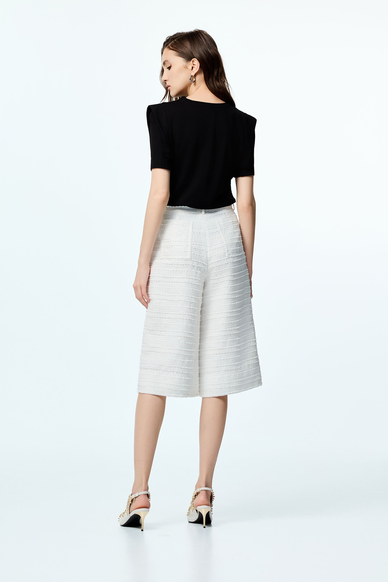 Wide Leg Tweed PantsWide Leg Tweed Pants,Culottes,pearl,White pants,Season (AW) Look,pants