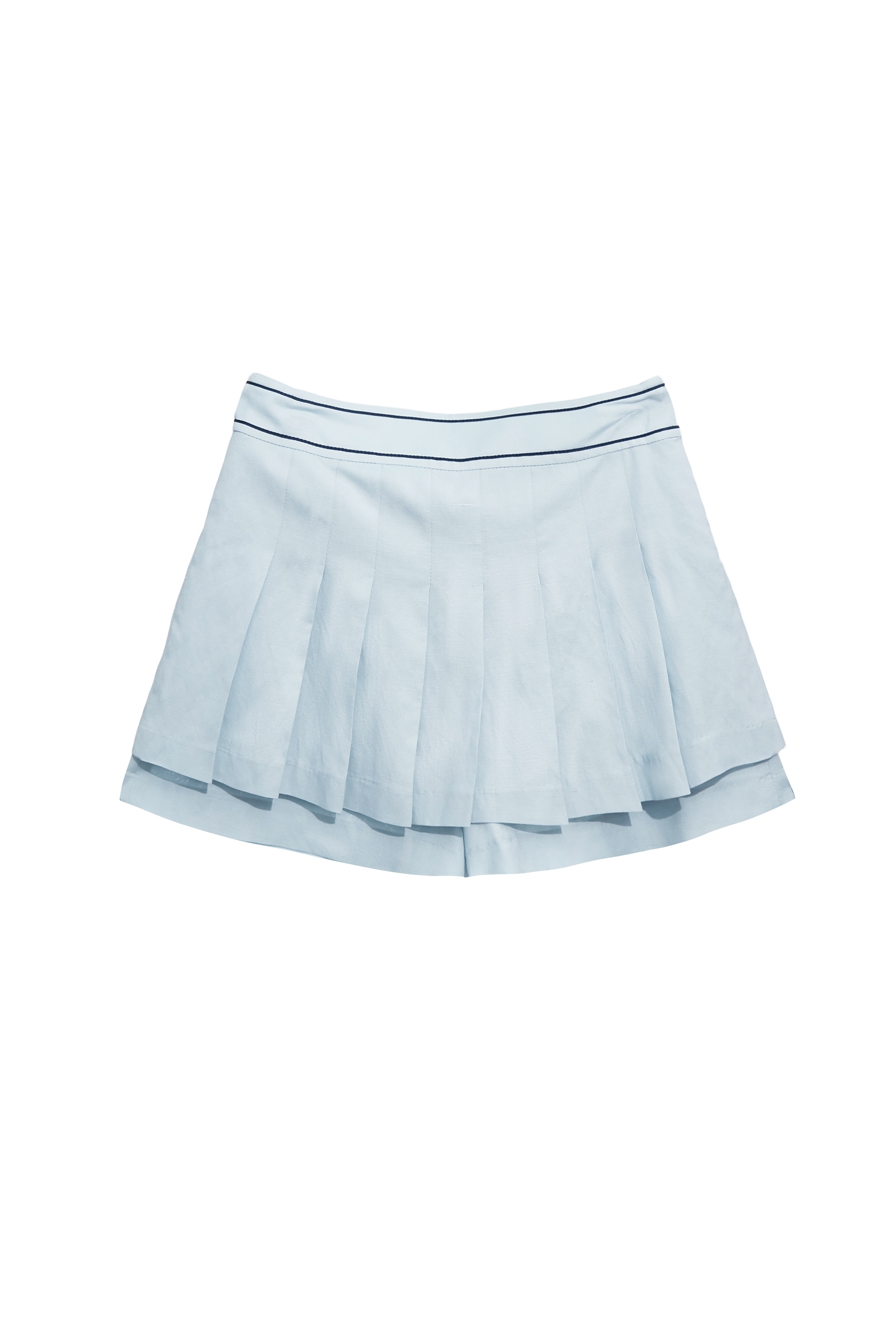 Light Blue Pleated Detail SkortsLight Blue Pleated Detail Skorts,Office Looks,Shorts,Season (AW) Look,Valentine,Skorts,upperclass