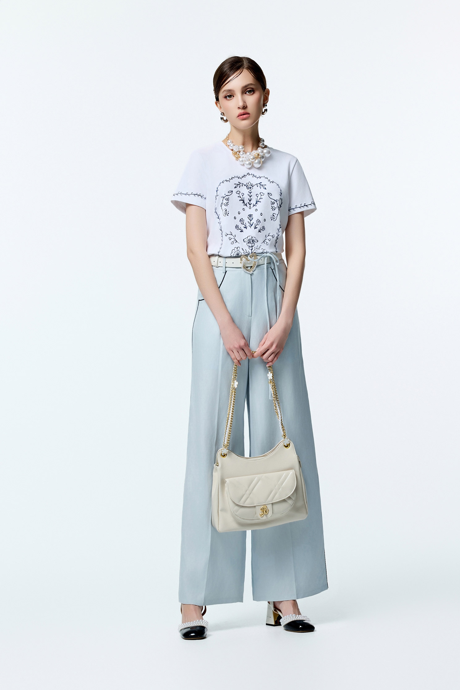 Light Blue High Waist Wide Leg PantsLight Blue High Waist Wide Leg Pants,Office Looks,Culottes,co-ord sets,Season (AW) Look,Culottes,Pants