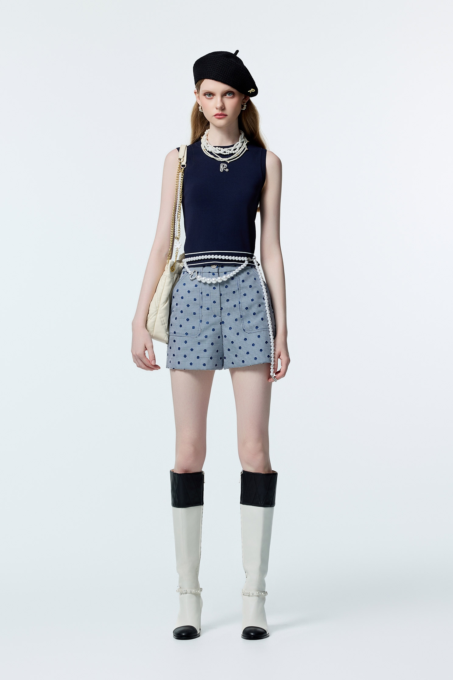 Dotted Embroidery Plaid ShortsDotted Embroidery Plaid Shorts,Office Looks,co-ord sets,Plaid,dotcollection,Shorts,Season (AW) Look