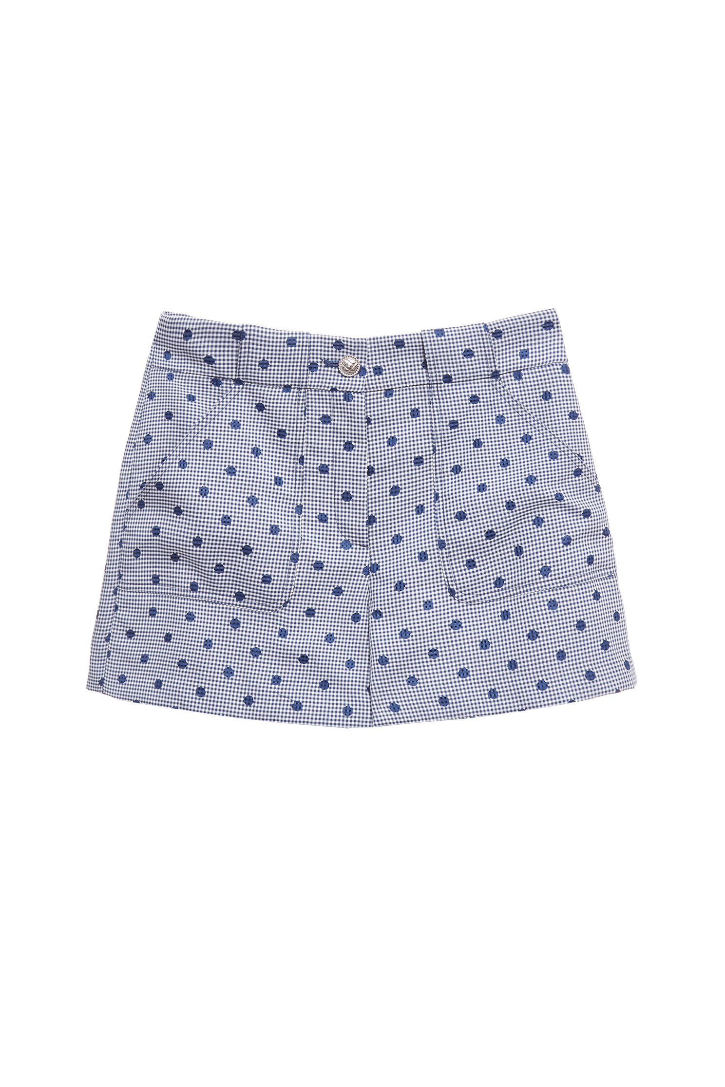 Dotted Embroidery Plaid ShortsDotted Embroidery Plaid Shorts,Office Looks,co-ord sets,Plaid,dotcollection,Shorts,Season (AW) Look