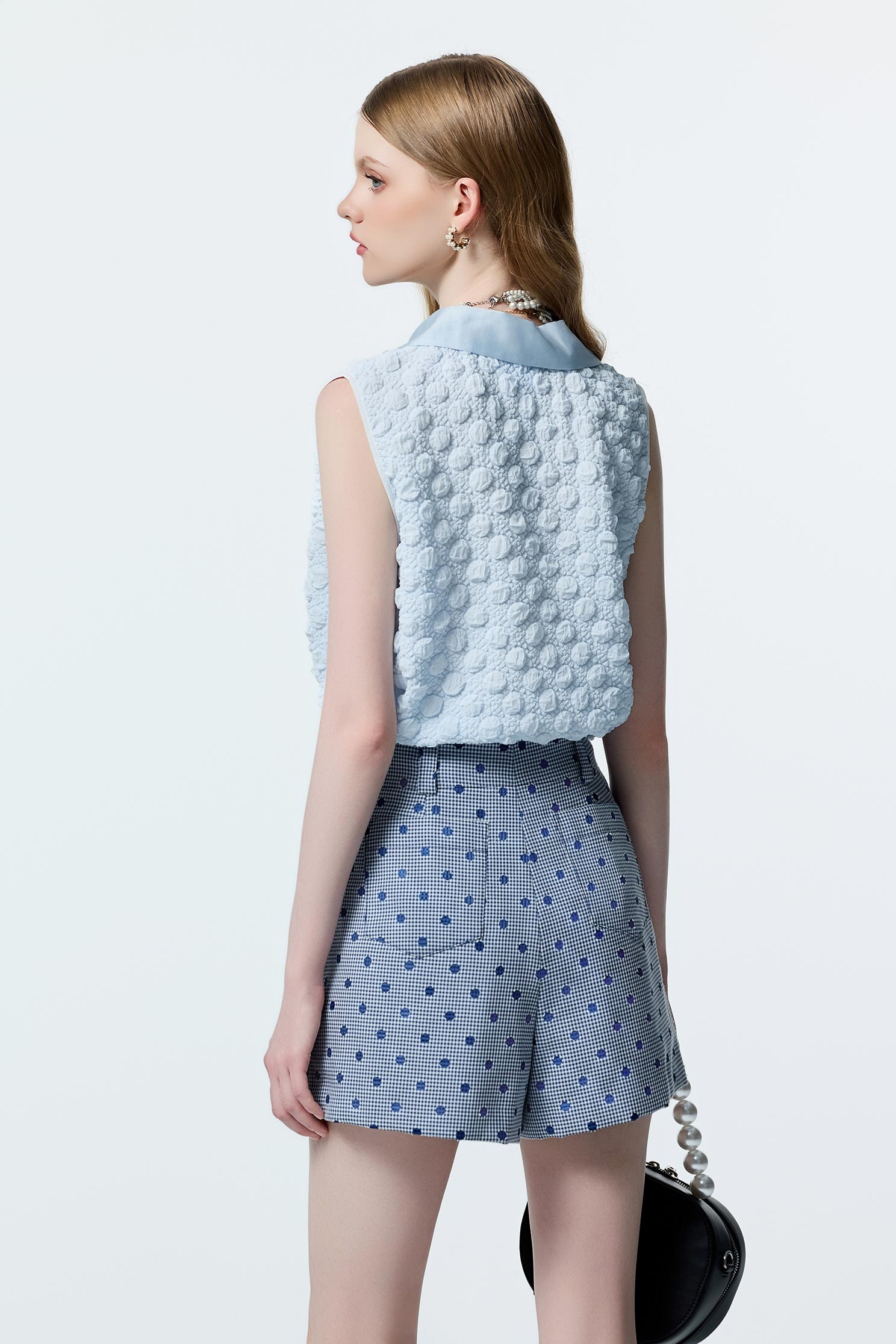 Dotted Embroidery Plaid ShortsDotted Embroidery Plaid Shorts,Office Looks,co-ord sets,Plaid,dotcollection,Shorts,Season (AW) Look