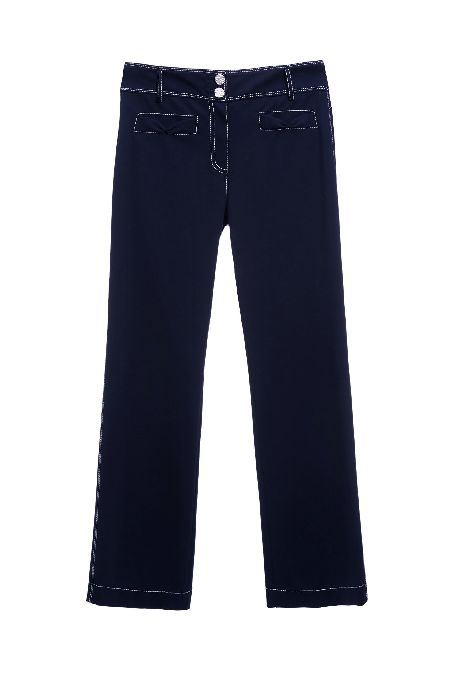 Contrast Stitch Detail Navy PantsContrast Stitch Detail Navy Pants,Office Looks,Bell-bottoms,Season (AW) Look,Valentine,Bell-bottoms,Pants
