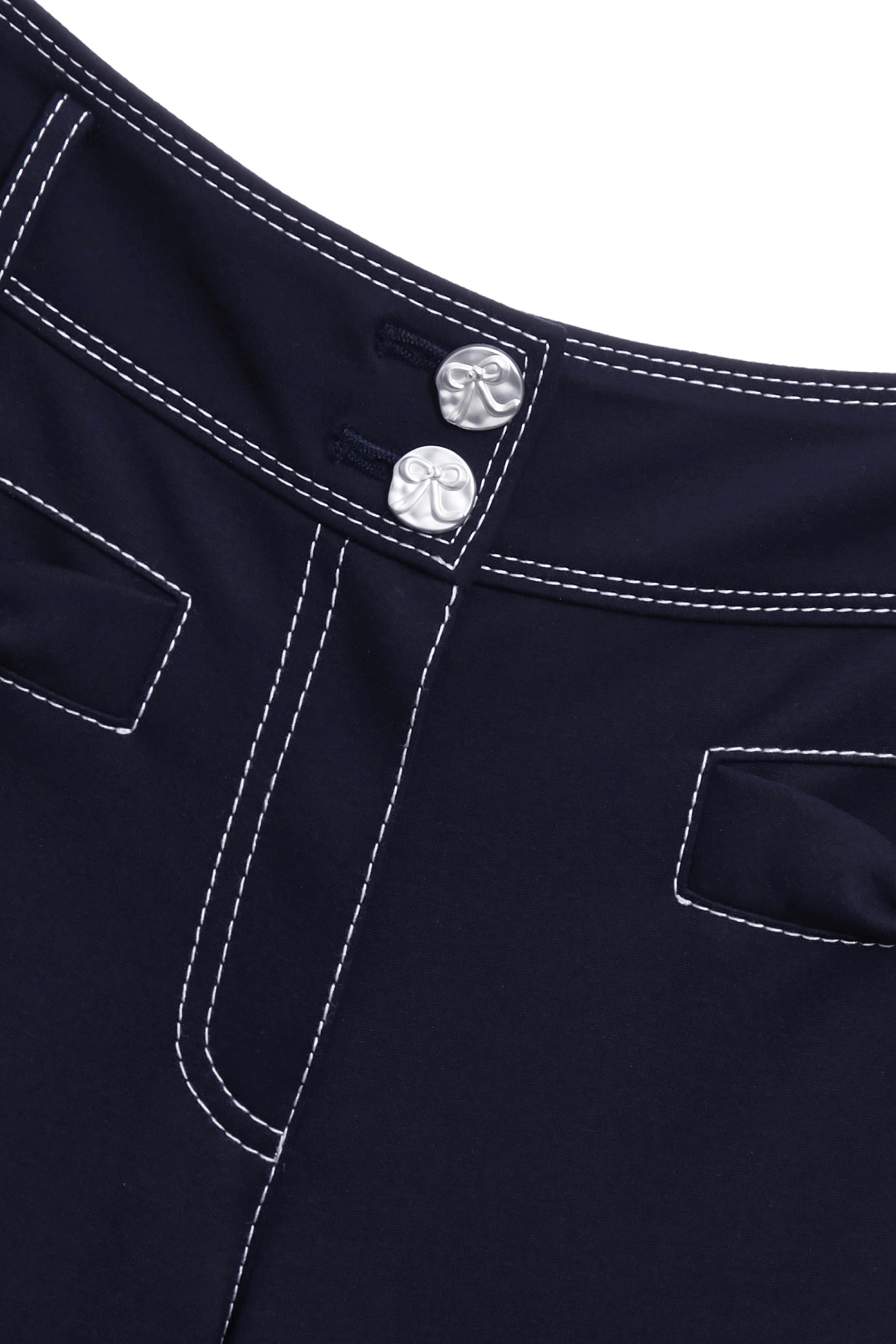 Contrast Stitch Detail Navy PantsContrast Stitch Detail Navy Pants,Office Looks,Bell-bottoms,Season (AW) Look,Valentine,Bell-bottoms,Pants