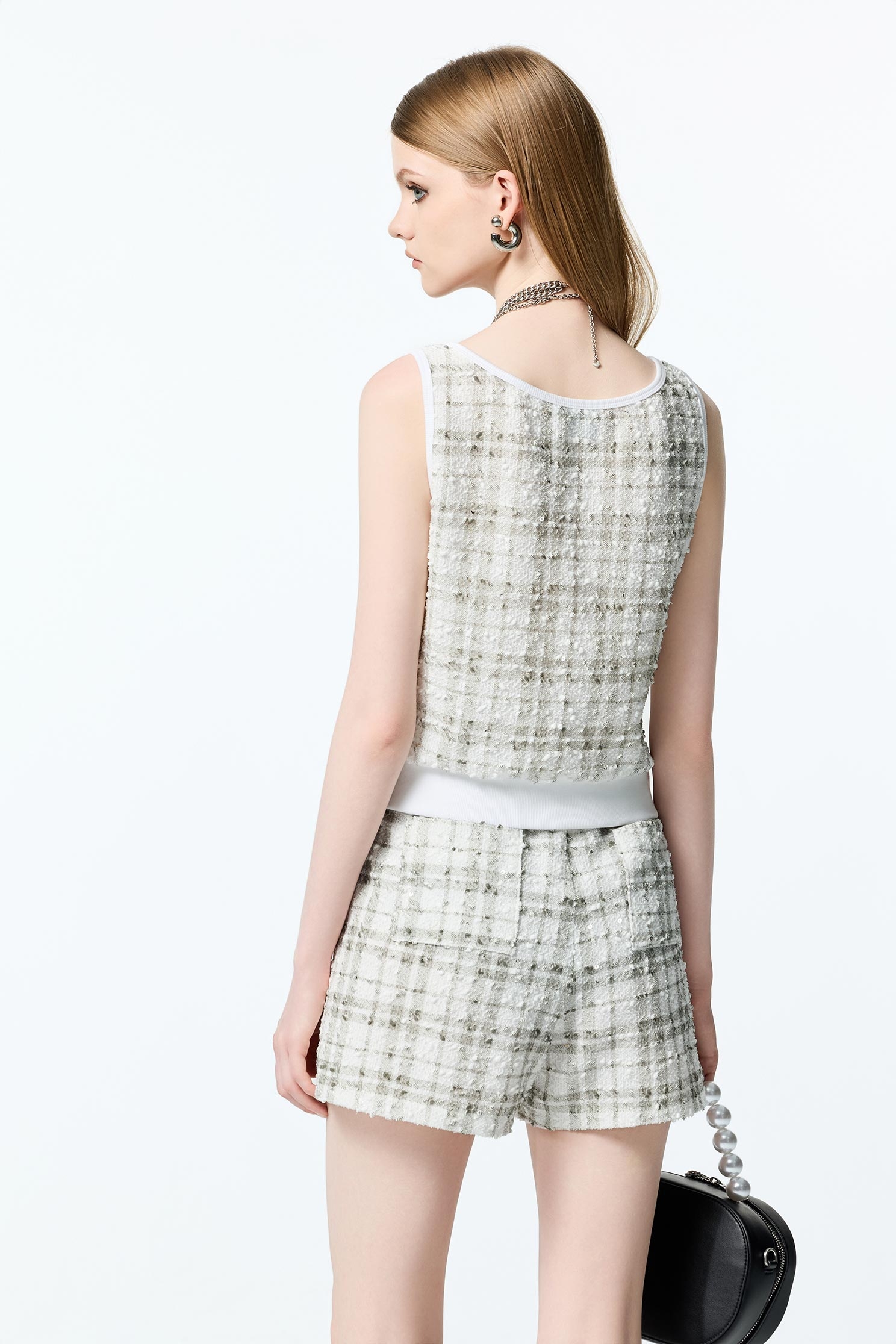 Plaid Tweed ShortsPlaid Tweed Shorts,co-ord sets,Plaid,Shorts,Season (AW) Look,upperclass