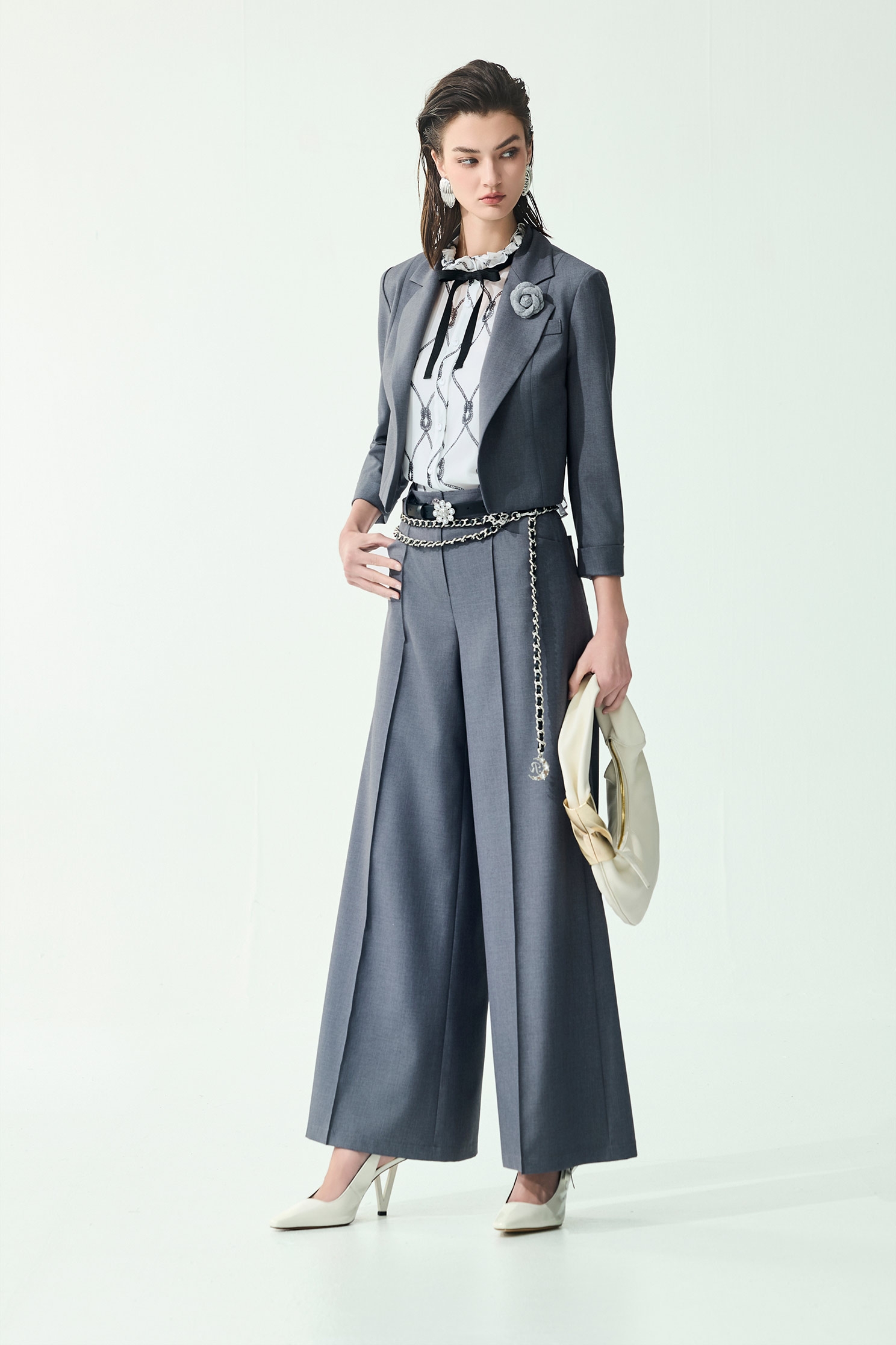 Classic Dark Grey Wide Leg PantsClassic Dark Grey Wide Leg Pants,Culottes,Season (SS) Look,pants