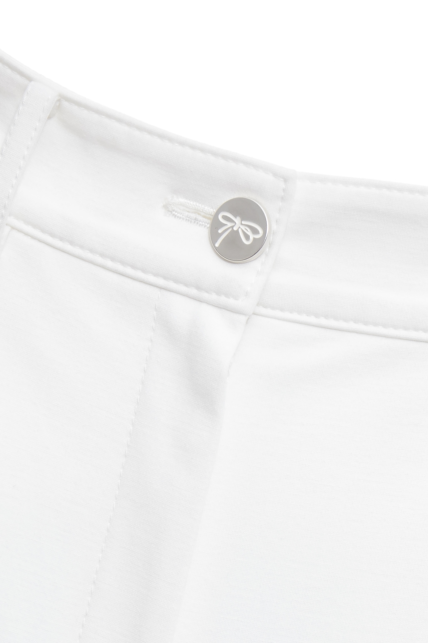 Blue Pocket Trim Detail White Pants,Culottes,Season (SS) Look,White pants,bows,pants
